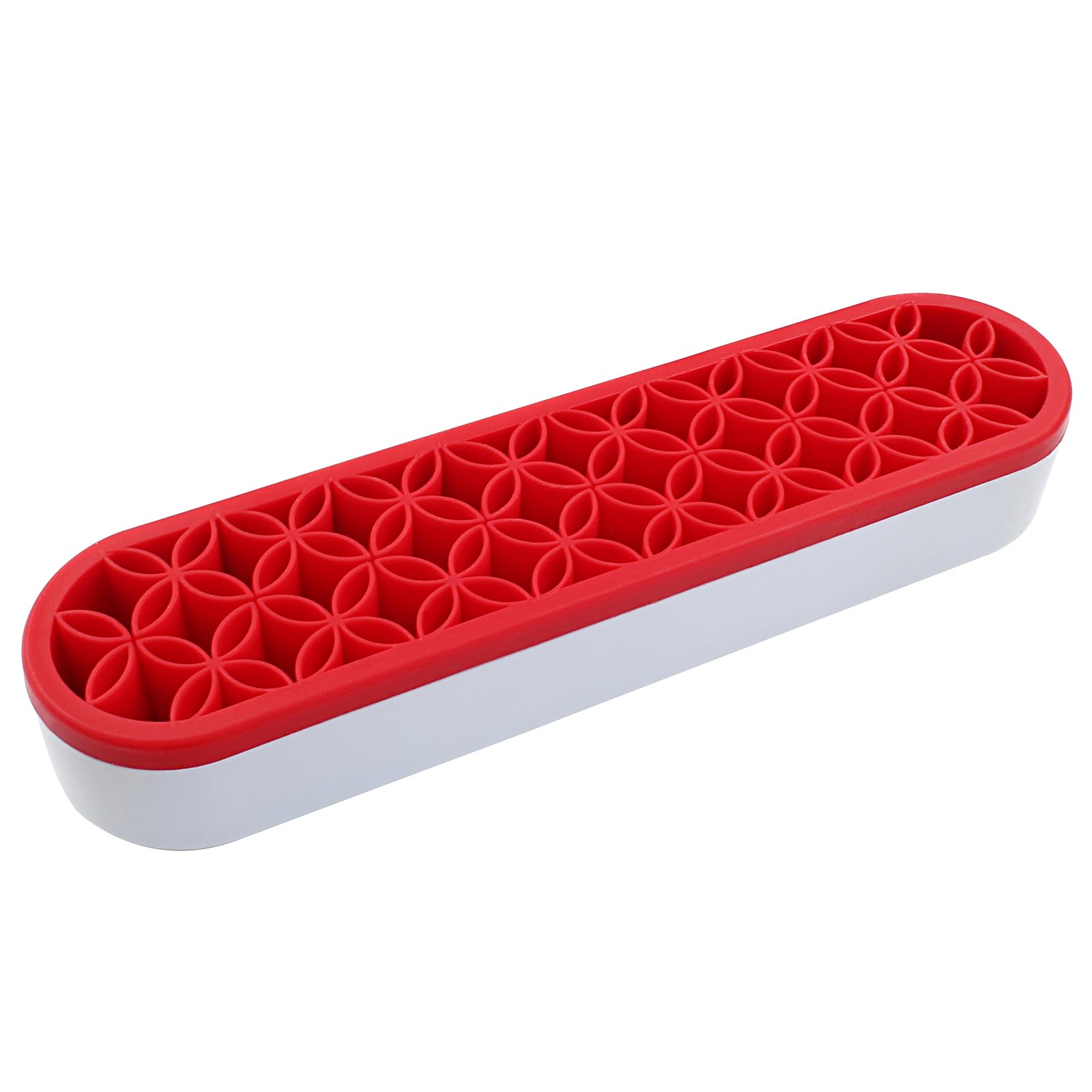 **Red Silicone Makeup Brush Holder Box - Multi-Purpose Storage Stand for Makeup Brushes, Art & Craft Supplies, Painting Pens - Perfect for Vanity, Travel & Artist Studio Organization**