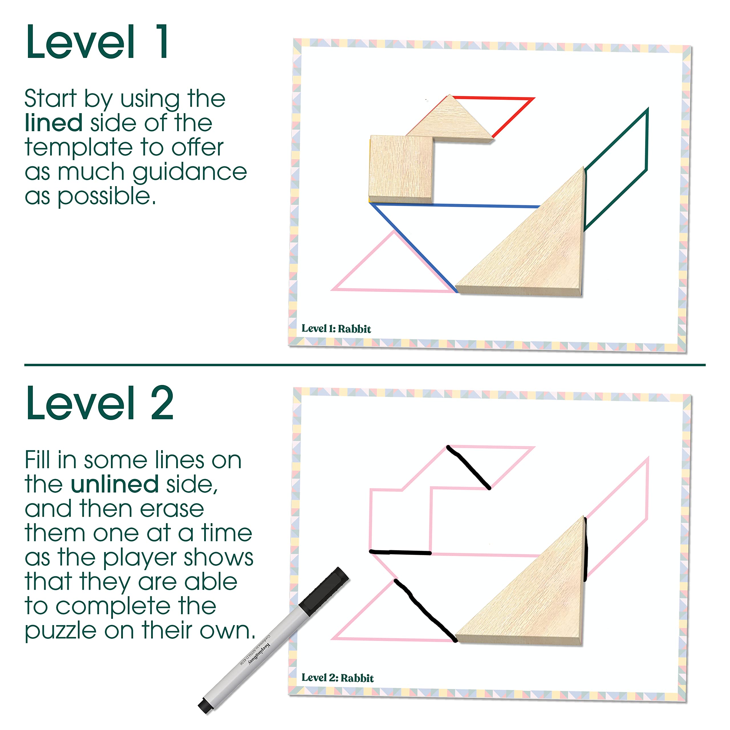Dementia Busy Box with Tangram Game & Templates for Seniors - Alzheimer's Activities & Elderly Care