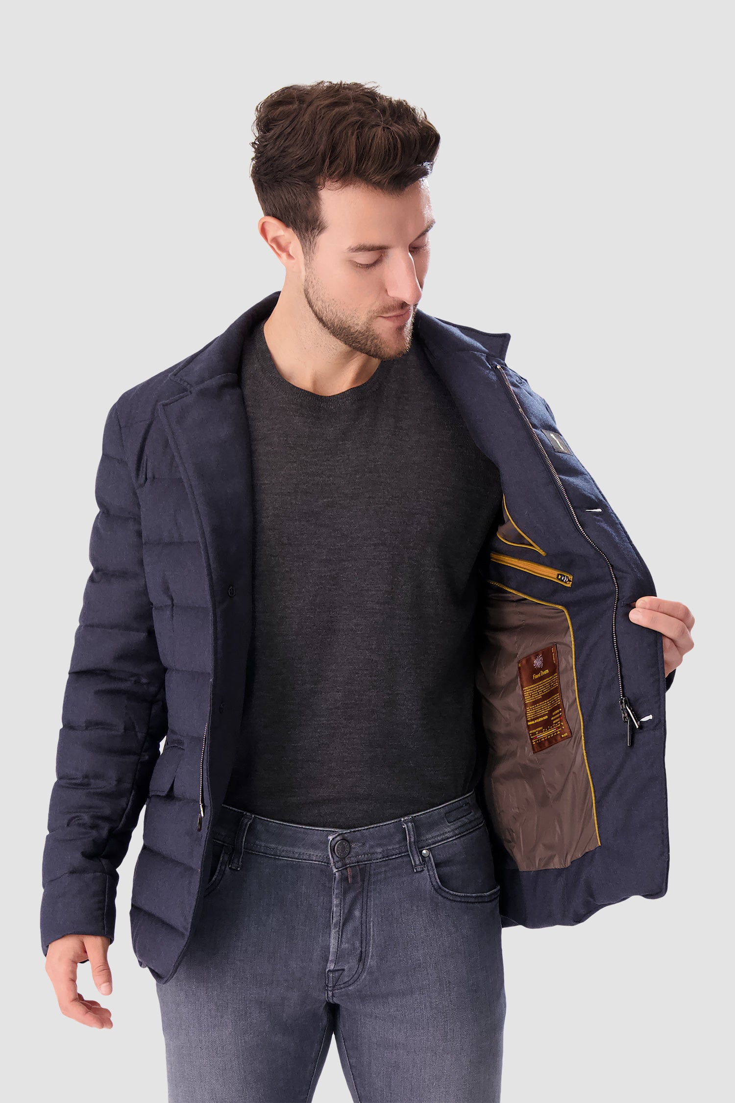 Moorer Blue Grey ZAYN L Jacket for Men - Lightweight Waterproof Windbreaker for Outdoor Hiking & Travel