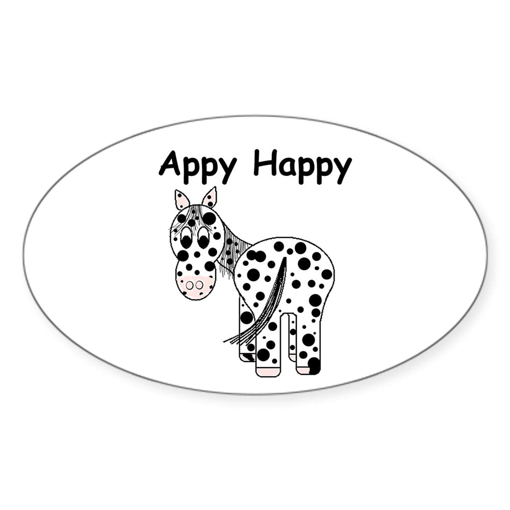 Appy Happy Leopard Appaloosa Oval Sticker - Waterproof Vinyl Bumper Decal for Cars, Laptops & Windows - Fun Euro-Style Car Decal for Animal Lovers
