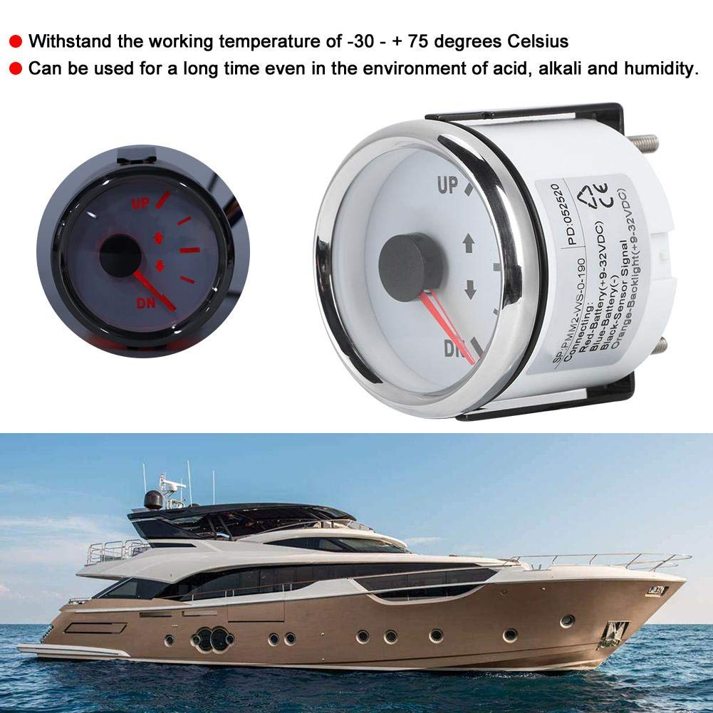 52mm Boat Trim Gauge with Red Backlight - Perfect for Marine Tilt Monitoring
