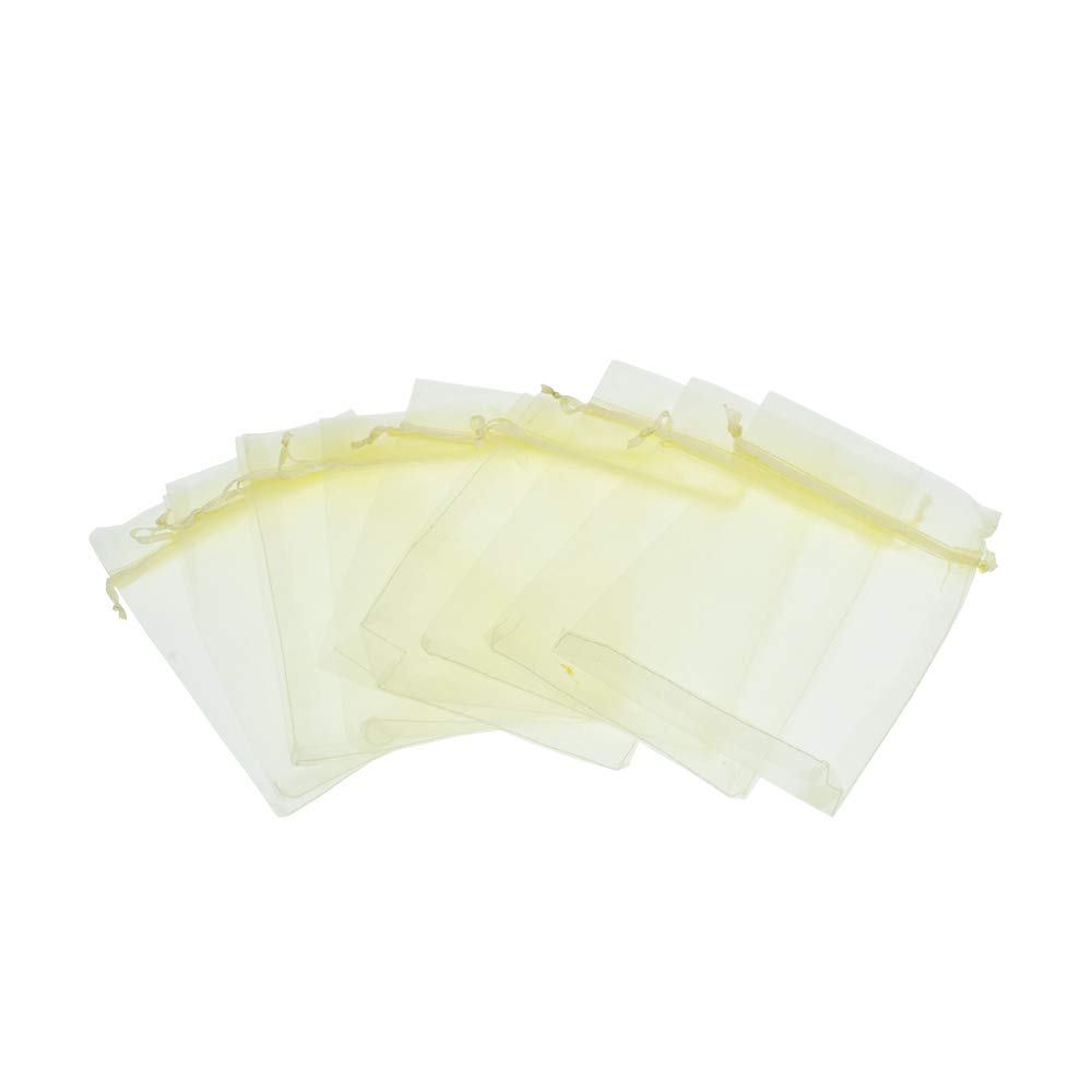 100Pcs 6x8 Inches Beige Organza Drawstring Gift Bags - Elegant Mesh Favor Pouches for Christmas, Weddings, Baby Showers & Party Favors