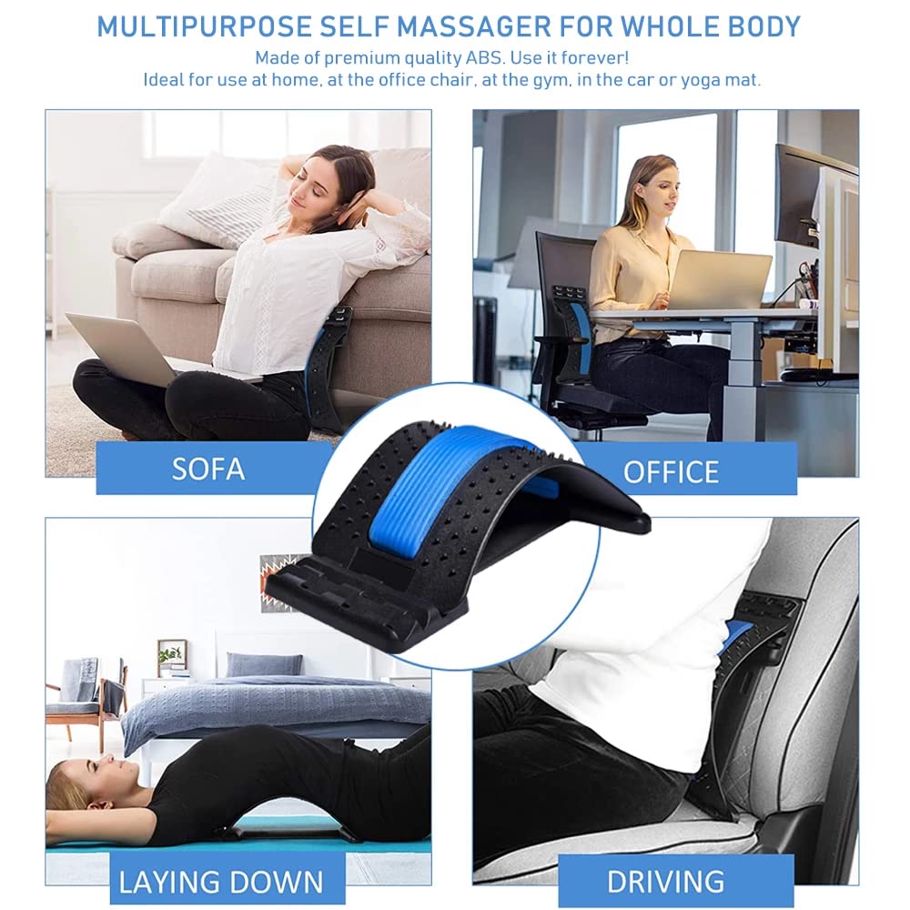 **Back Stretcher for Pain Relief - Lumbar Support Device for Herniated Disc, Sciatica & Scoliosis | Multi-Level Massager & Cracker Board for Upper & Lower Back | Perfect for Home & Office Use**