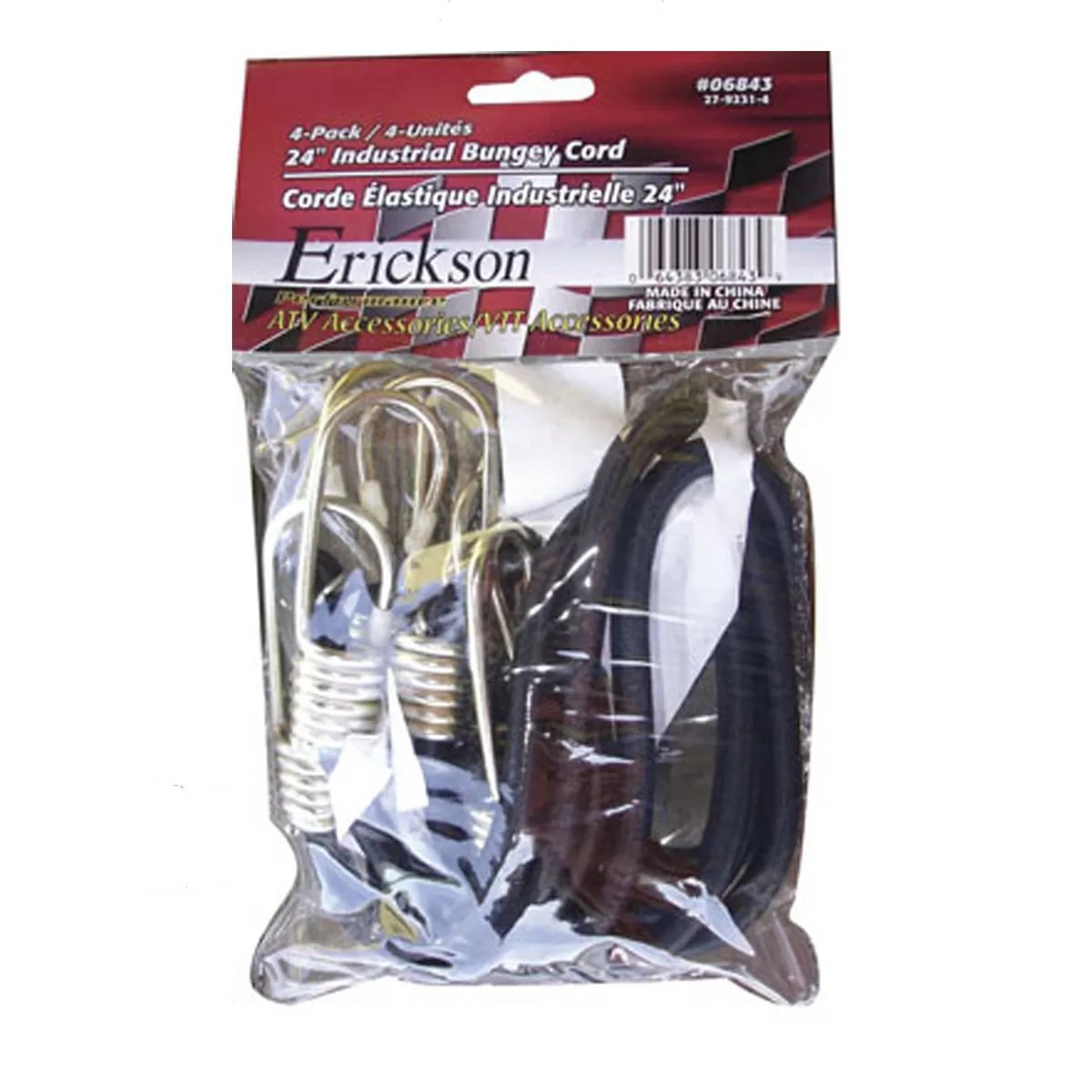 Erickson Manufacturing Black Industrial Bungee Cords (4-Pack) - 10mm Heavy Duty Elastic Straps for Securing Cargo, Equipment & Outdoor Gear - Perfect for Trucks, Trailers, Camping & Storage