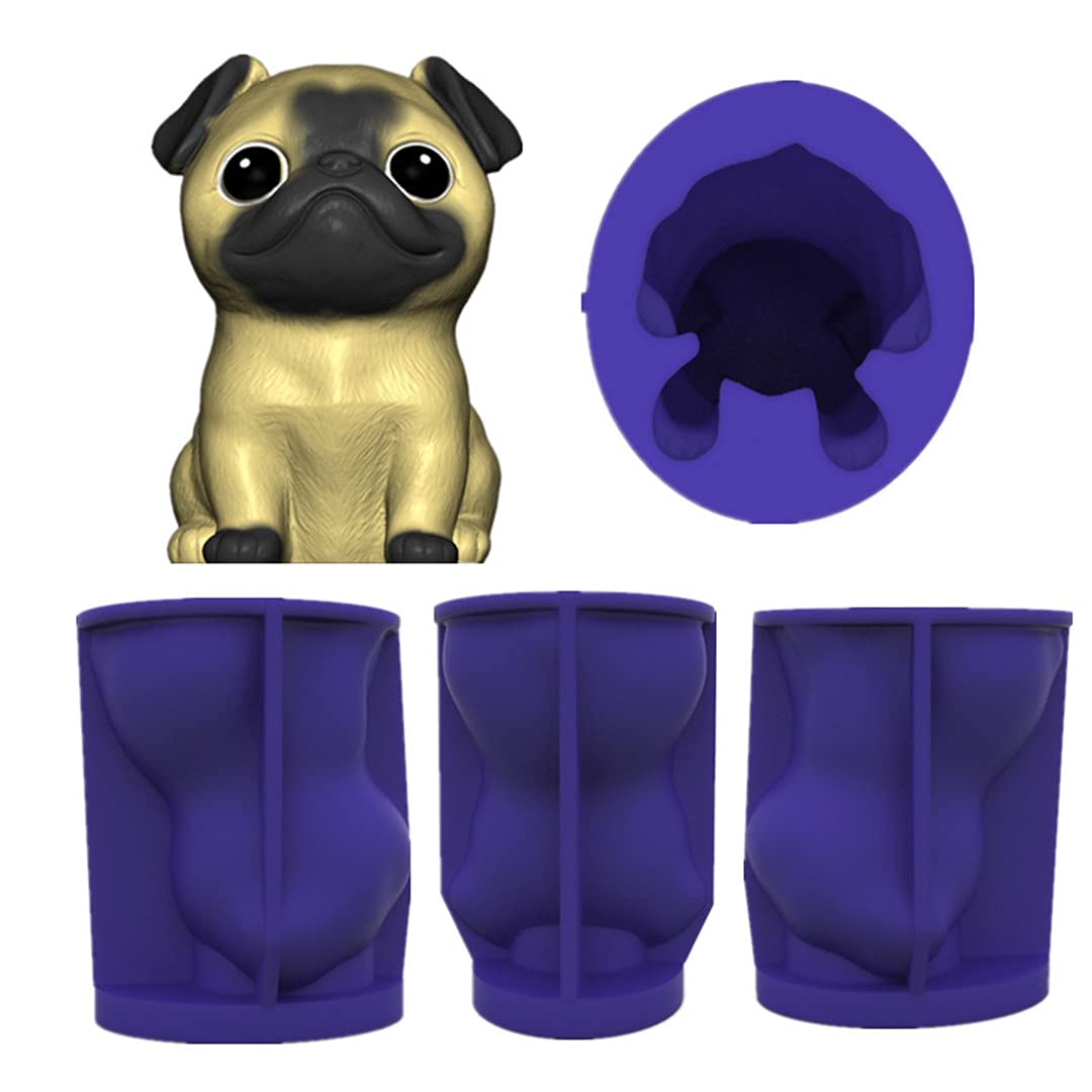 3D Dog Silicone Molds for Candle, Soap, Fondant, Chocolate - Pug & Teddy Bear Cake Baking Molds - DIY Craft Supplies for Home Decor, Party Favors, and Gift Making