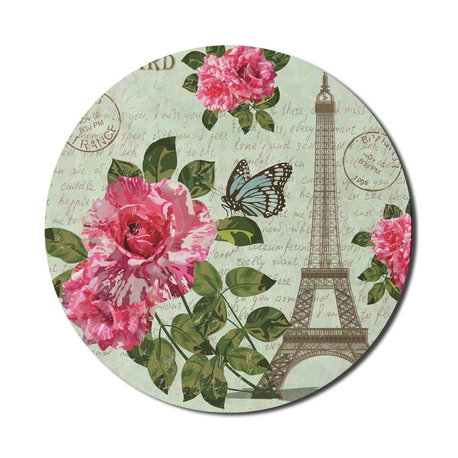 Ambesonne Paris Themed Mouse Pad - Round 8