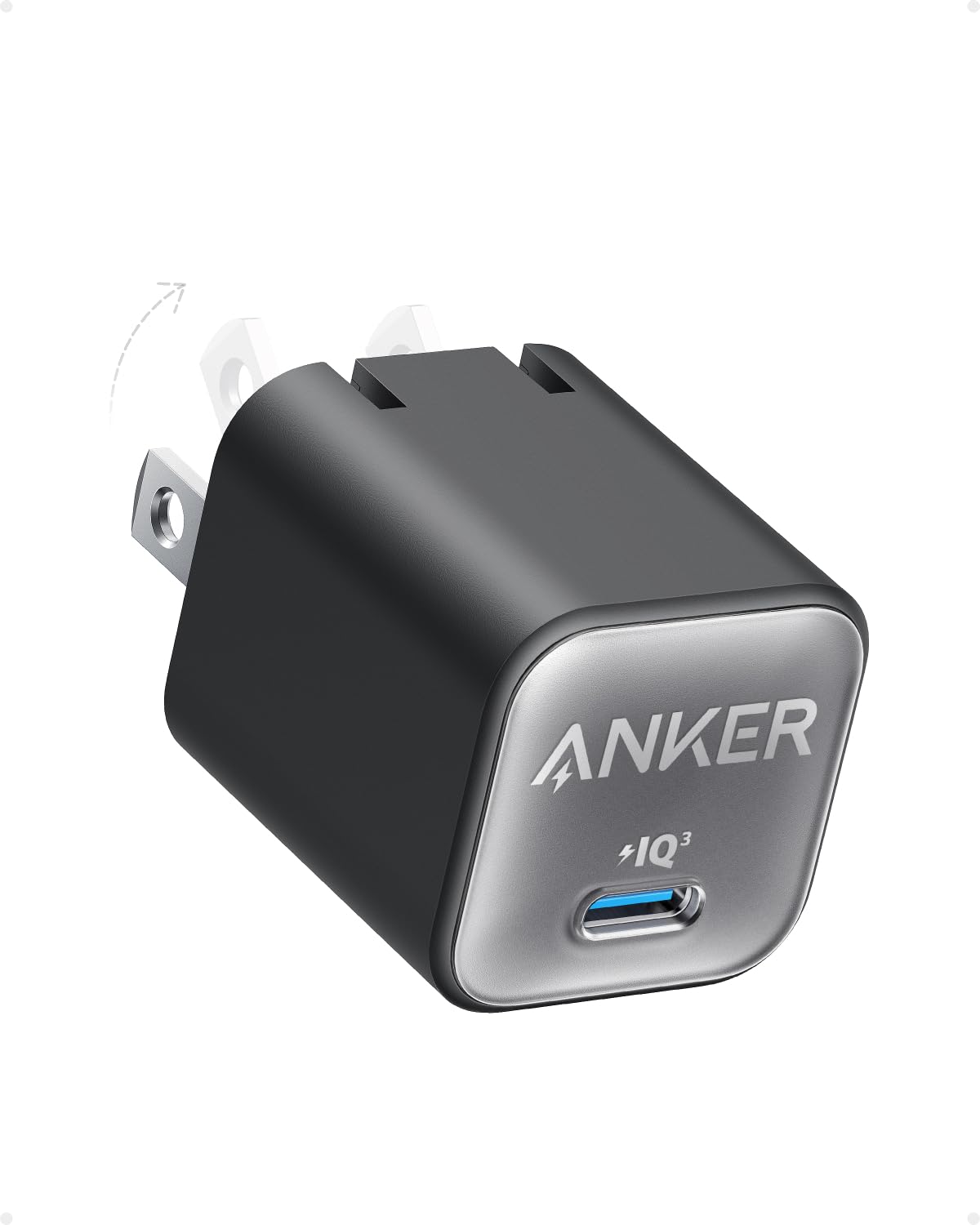 Anker Nano 30W USB C GaN Fast Charger with PIQ 3.0 & PPS - Compact Foldable Power Adapter for iPhone 16/15/14/13, Samsung Galaxy S23/S22, iPad Pro/Air - Perfect for Travel, Office & Home Charging