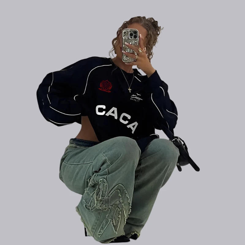 2024 Women's Black Graphic Hoodie - Oversized Pullover Sweatshirt with Long Sleeves | Streetwear Fashion for Fall & Winter | Perfect for Casual Outfits, College Wear and Weekend Street Style