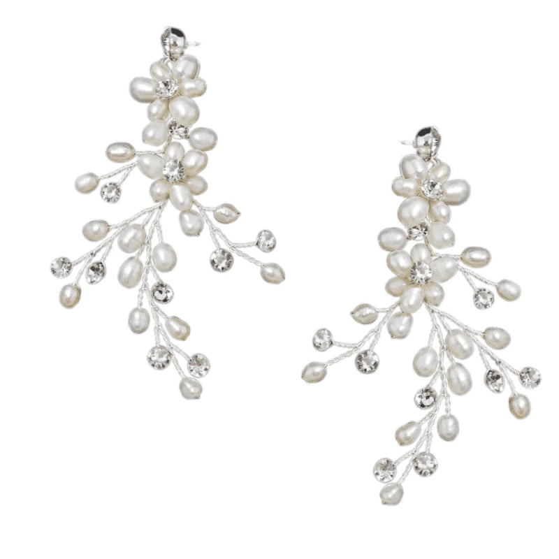 Elegant Pearl Drop Wedding Earrings for Brides – 9807 | Perfect for Bridal, Prom, and Formal Occasions