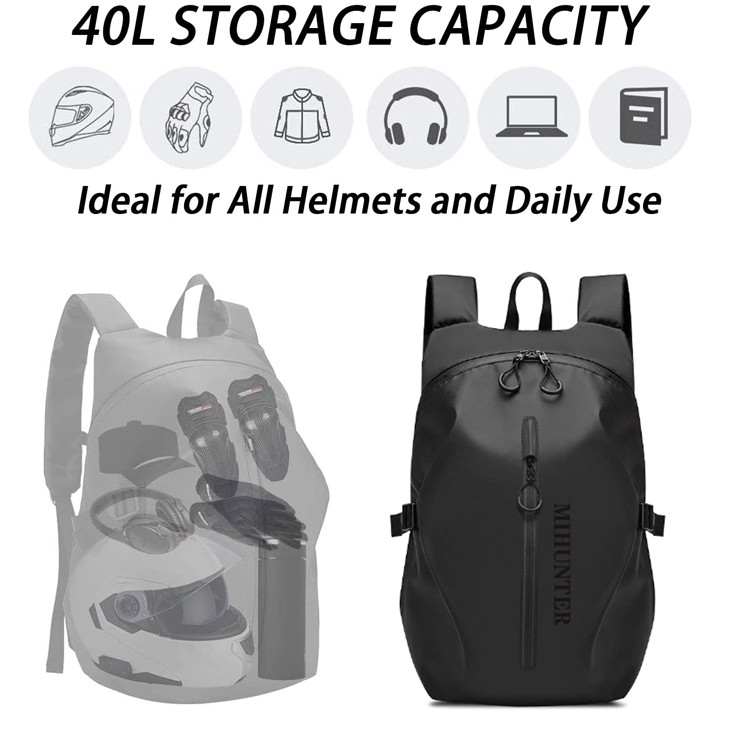 Waterproof Motorcycle Backpack for Men - Durable Helmet Storage Travel Backpack for Commuting, Road Trips & Outdoor Adventures