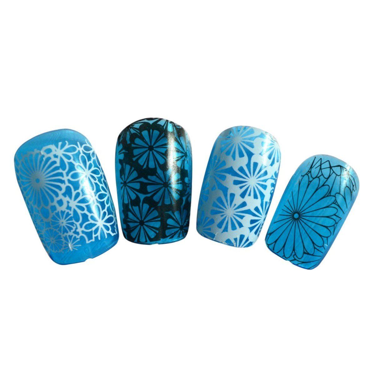 SENECIO Black and White Floral Nail Art Decals - Full Wrap Water Transfer Stickers for Manicure - Perfect for DIY Nail Designs, Parties, and Special Occasions