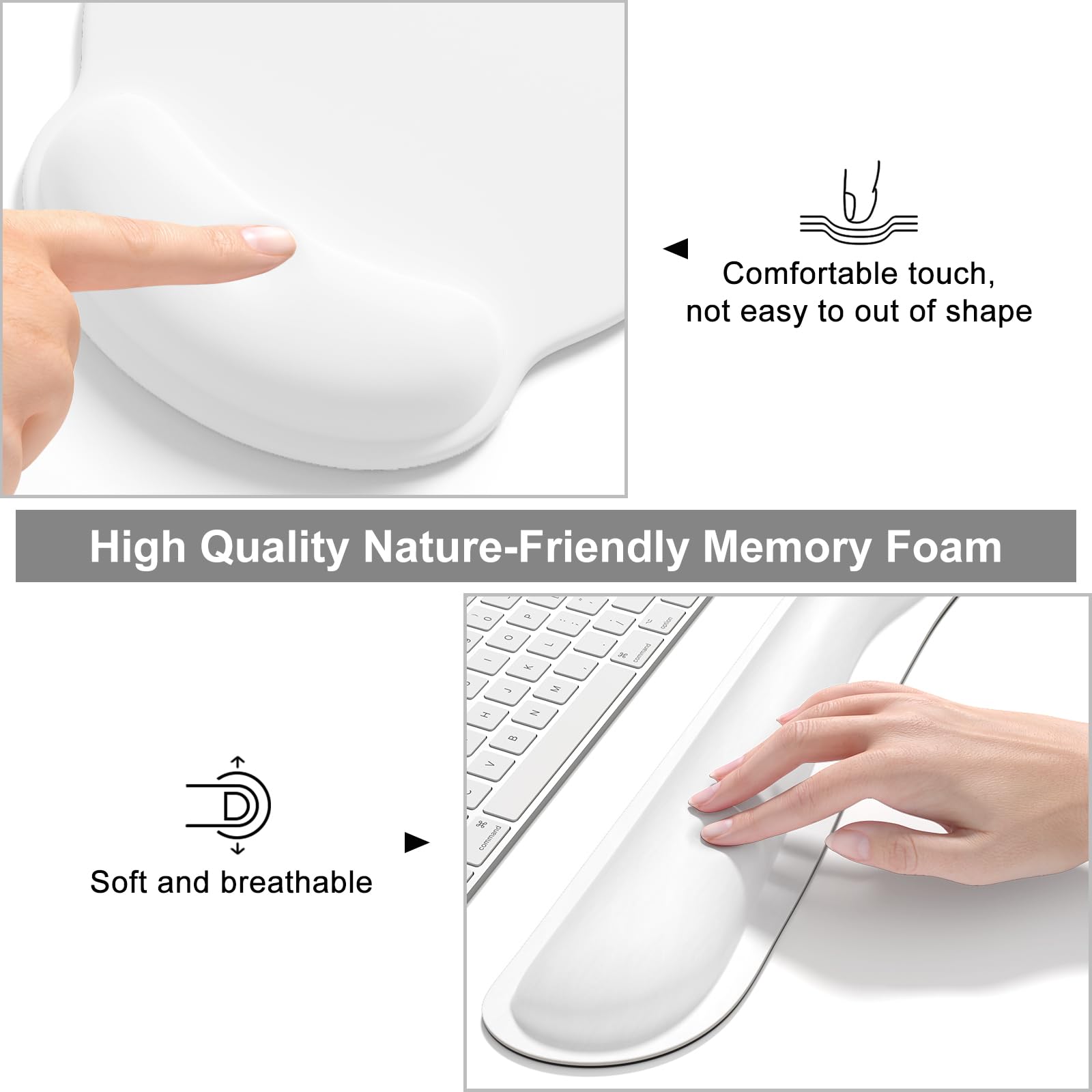 Dapesuom Large Gaming Mouse Pad with Wrist Rest - XXL Desk Mat, Ergonomic Mousepad & Memory Foam Keyboard Wrist Support - 4-in-1 Computer Accessories Set for PC Gamers & Office Work (Includes Coaster) - Perfect for Gaming, Typing & Long Computer Sessions