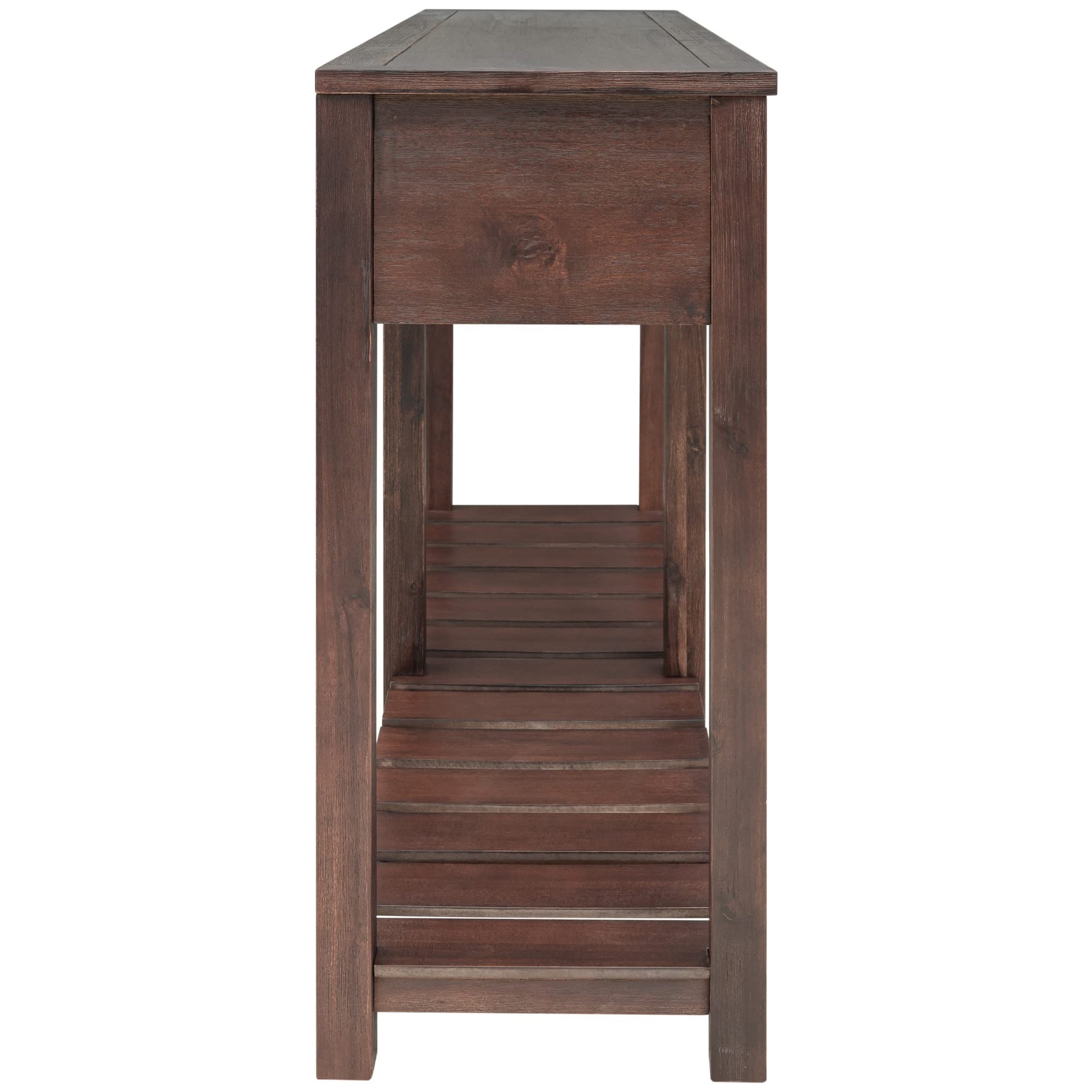 Solid Wood Console Table with 2 Drawers & Slatted Shelf - Entryway Sofa Table with Storage for Living Room, Hallway, Bedroom - Espresso Brown Finish for Home Decor & Organization