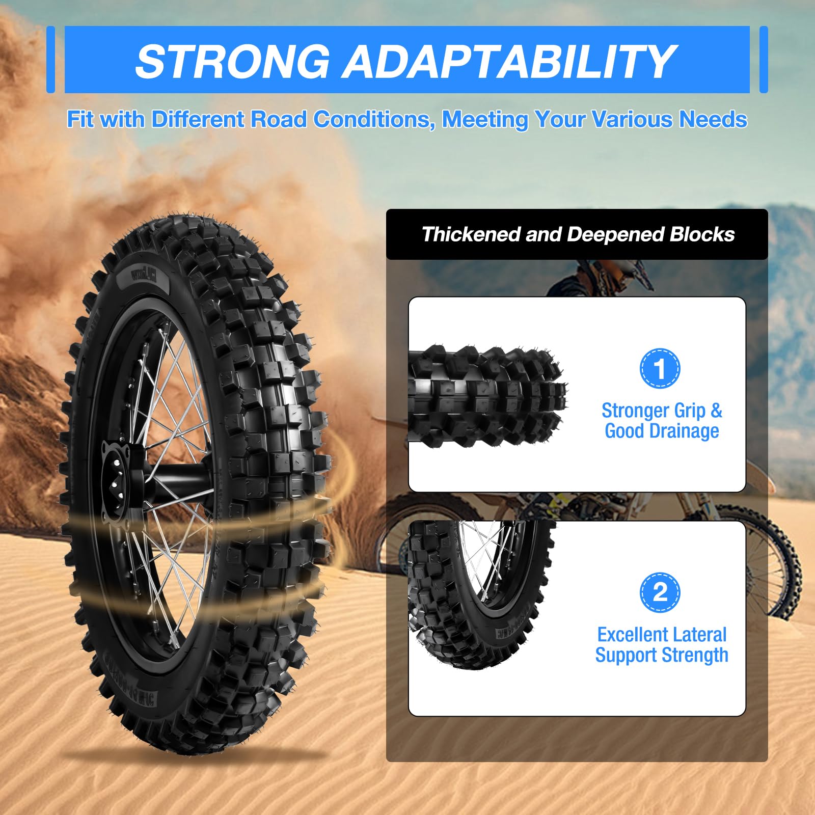 90/100-14 Rear Wheel Tire & Rim Inner Tube with 15mm Bearing Assembly for Dirt Bike, Pit Bike, Monkey Bike (125/140/150/160CC) - Perfect for Off-Road Adventures & Trail Riding