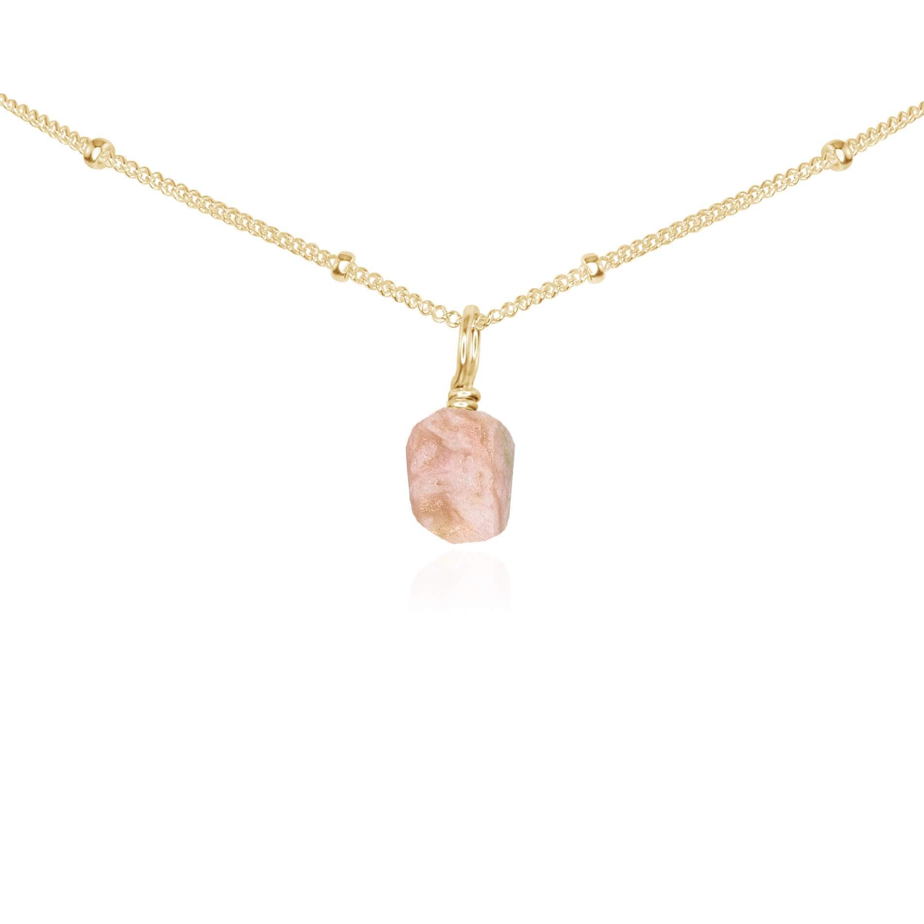 Natural Pink Peruvian Opal Gemstone Pendant Necklace - Dainty Choker for Women, Boho Jewelry Gift for Her, Perfect for Everyday Wear & Special Occasions
