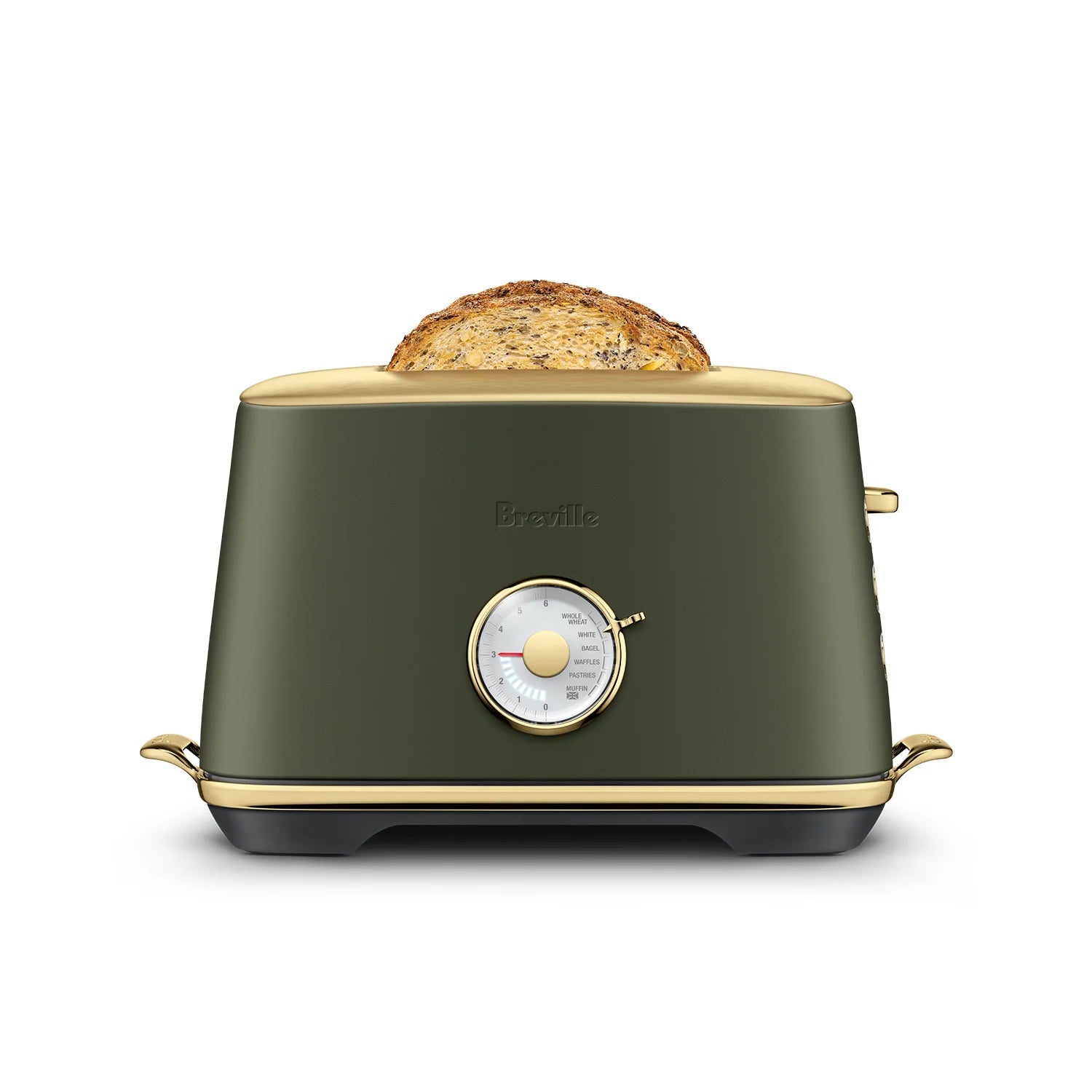 Breville The Toast Select Luxe 2-Slice Toaster in Olive Tapenade Brass (BTA735OLB) - Perfect for Breakfast, Brunch & Small Kitchens