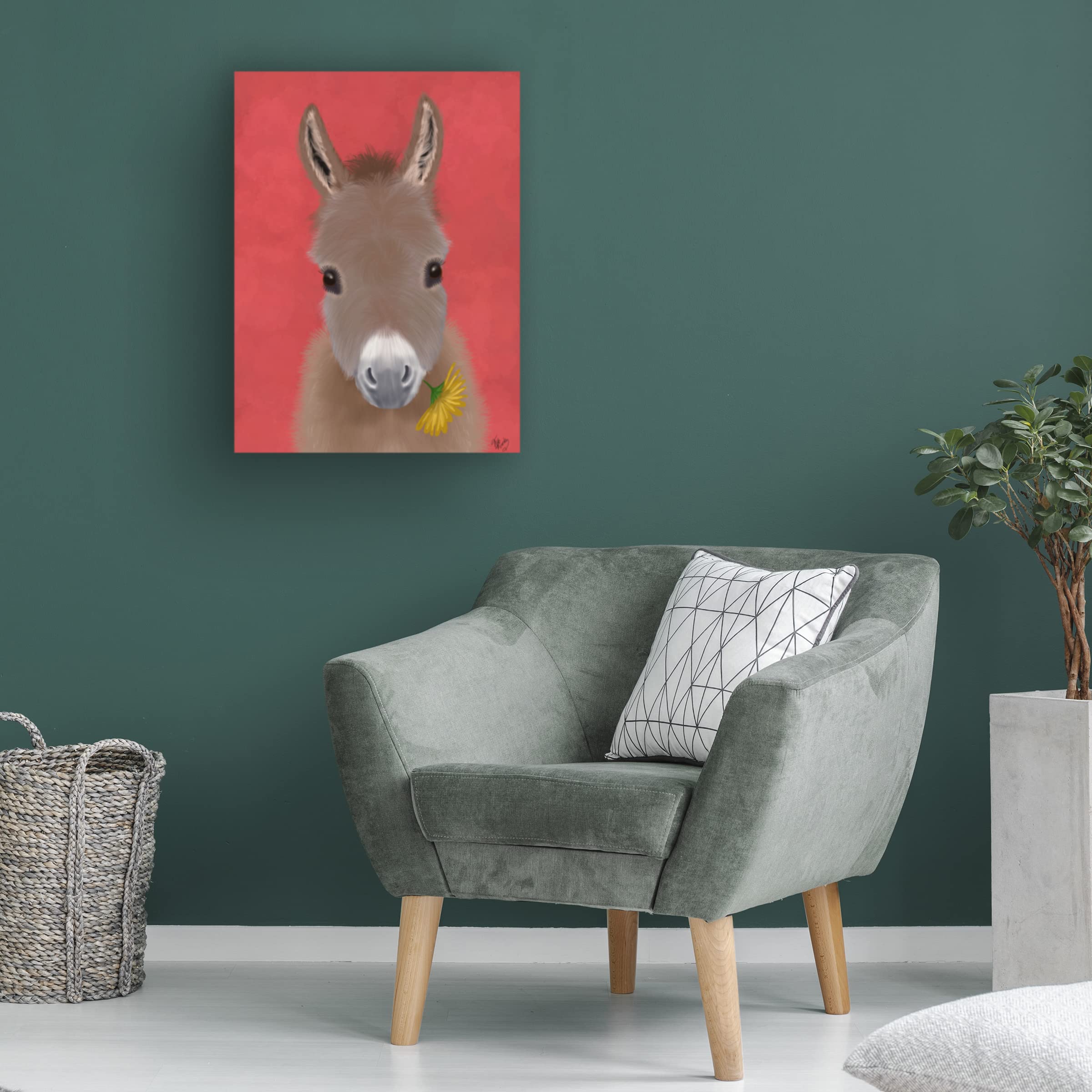 Trademark Fine Art 'Donkey Yellow Flower' Canvas Wall Art Print by Fab Funky - Vibrant Home Decor for Living Room, Bedroom & Office