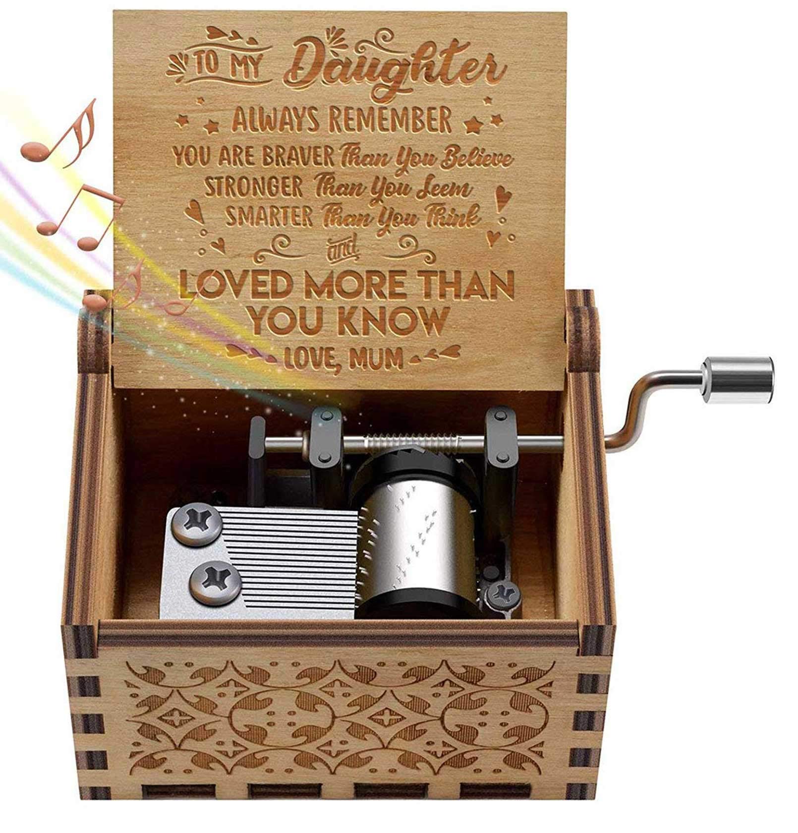 You Are My Sunshine Music Box for Daughter - Antique Carved Hand Crank Musical Gift from Mom to Daughter | Perfect for Birthdays, Mother's Day & Special Occasions