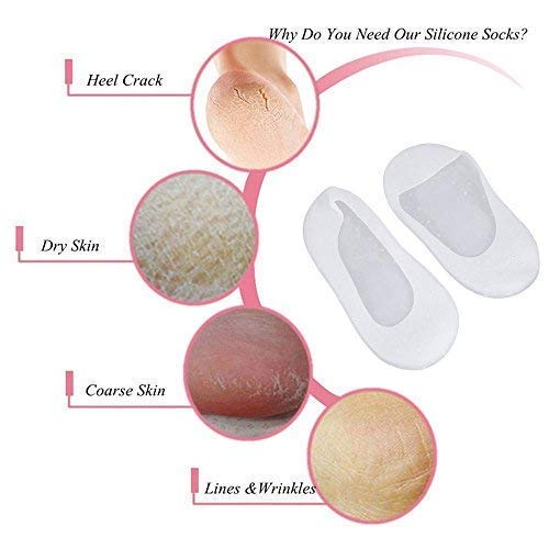 Full Length Silicone Foot Protector Moisturizing Socks for Dry Cracked Feet & Heel Pain Relief - Breathable Anti-Slip Heel Pads for Overnight Foot Care - Perfect for Sleeping, Pedicures & Diabetic Foot Therapy