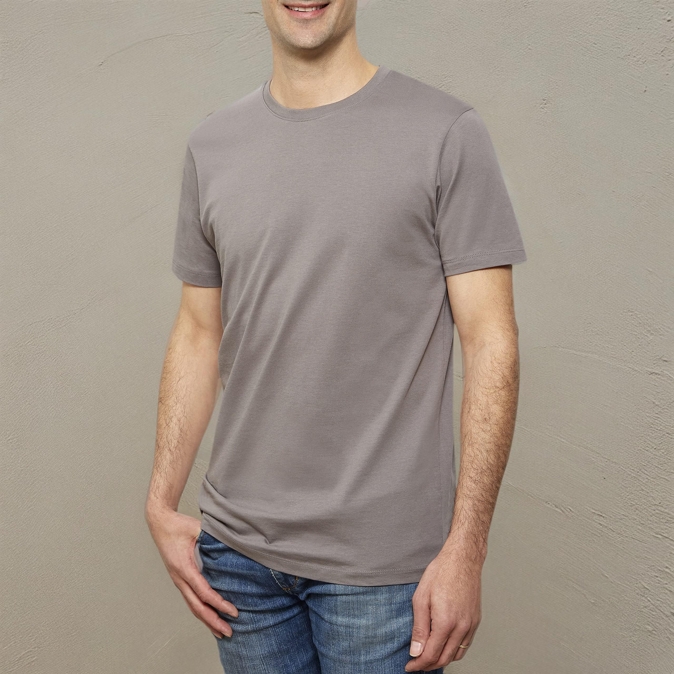 Premium 100% Certified Organic Cotton Crewneck T-Shirt for Men - Ultra Soft, Breathable & Eco-Friendly - Perfect for Casual Wear, Gym & Everyday Comfort