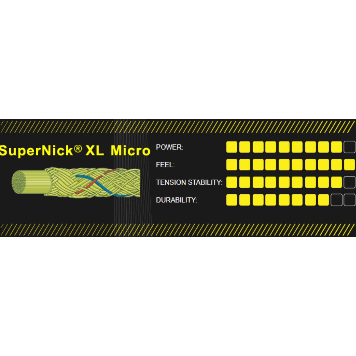 Ashaway SuperNick XL Micro Squash String Reel (Yellow/Red/Blue) - High Performance Squash Racket Strings for Durability & Power - Perfect for Competitive Play & Training Sessions