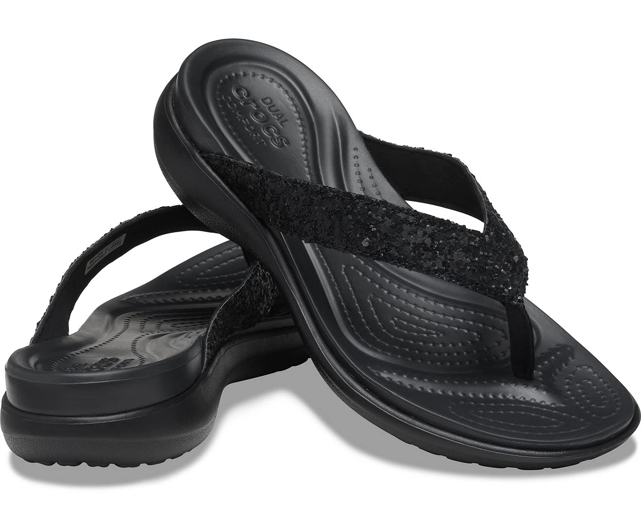 Crocs Women's Capri V Glitter Flip Flops - Comfortable Sandals for Women, Beach & Pool Slides, Summer Fashion Footwear for Casual Outings and Vacation Wear