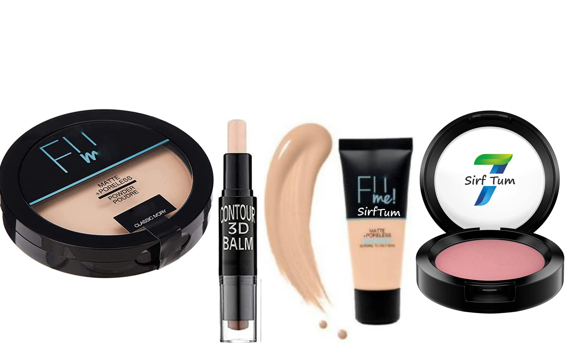 SIRF TUM 7 FiiME POWDER Poreless Oil Control Compact Powder | Matte Foundation & Highlighter Stick | Blush Powder for Women | Desert Rose Shade | Perfect for Daily Makeup & Oil Control