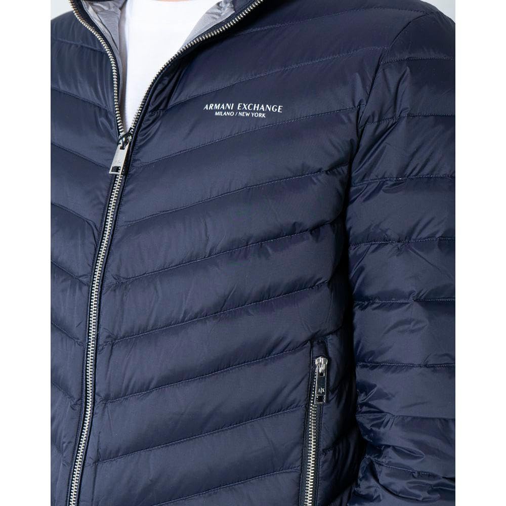Armani Exchange Men's Quilted Down Jacket with Milano/New York Logo - Lightweight Winter Coat for Urban Style & Outdoor Activities | Perfect for Commuting, Travel & Casual Wear