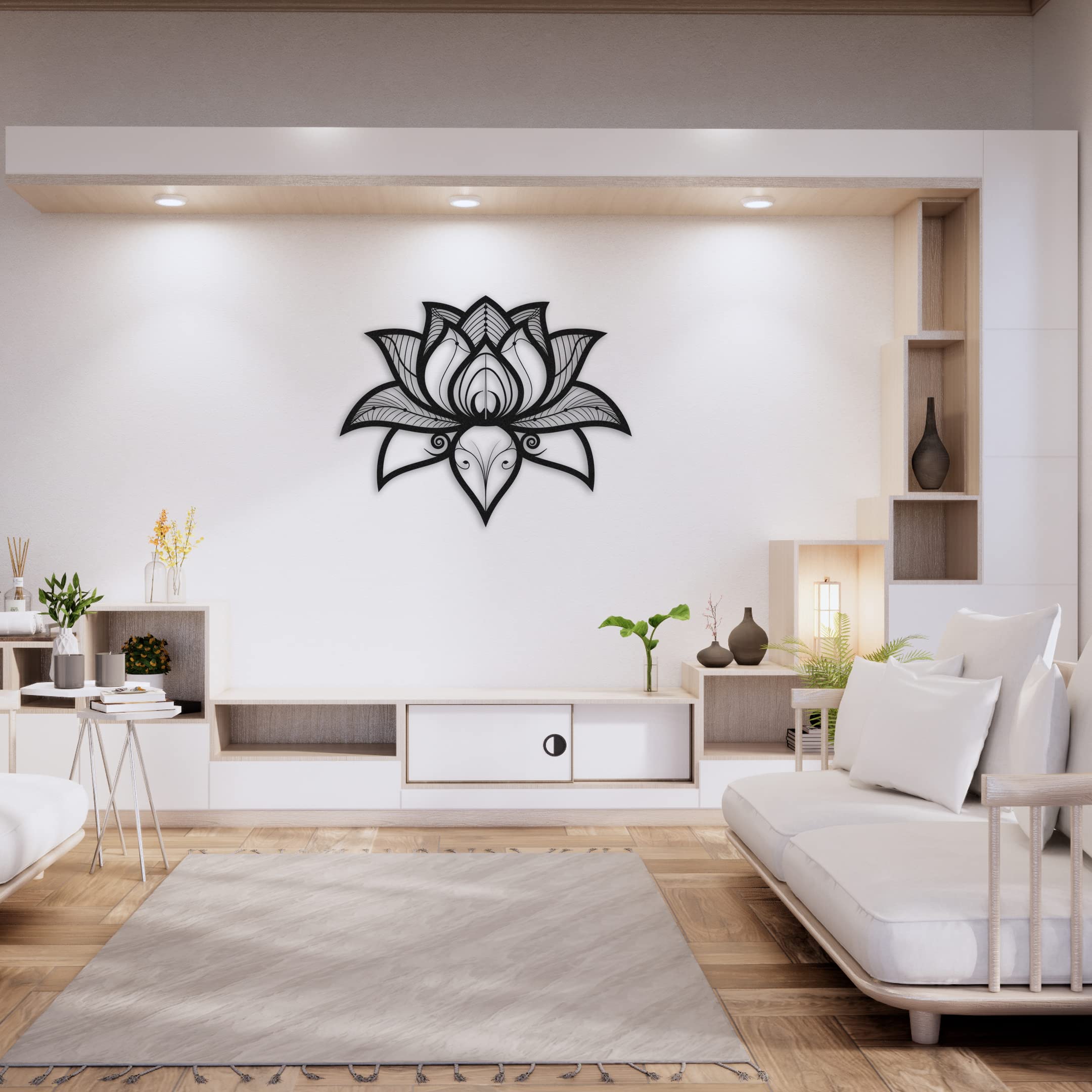 Bohemian Mandala Metal Wall Art - Black Geometric Home Decor (68x54cm) - Perfect for Living Room, Bedroom, or Meditation Space