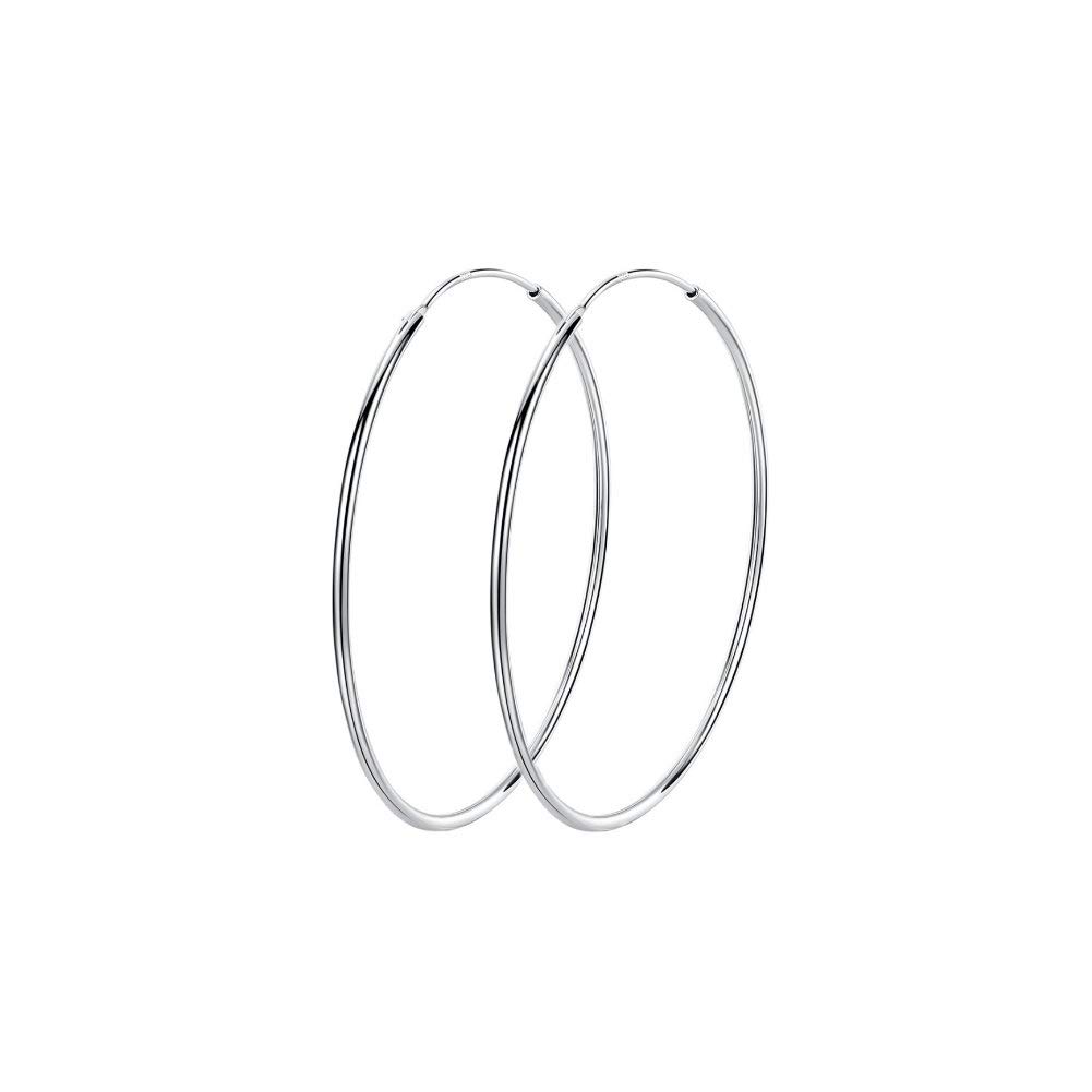 925 Sterling Silver Large Hoop Earrings for Women - 50mm Circle Endless Huggie Big Hoops - Perfect for Everyday Wear, Parties & Gifts