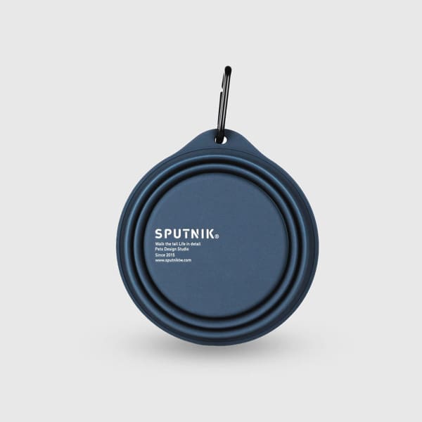 Foldable Sputnik Collapsible Blue Pet Bowl for Dogs & Cats - Portable Travel Water & Food Dish for Hiking, Camping, and Outdoor Adventures