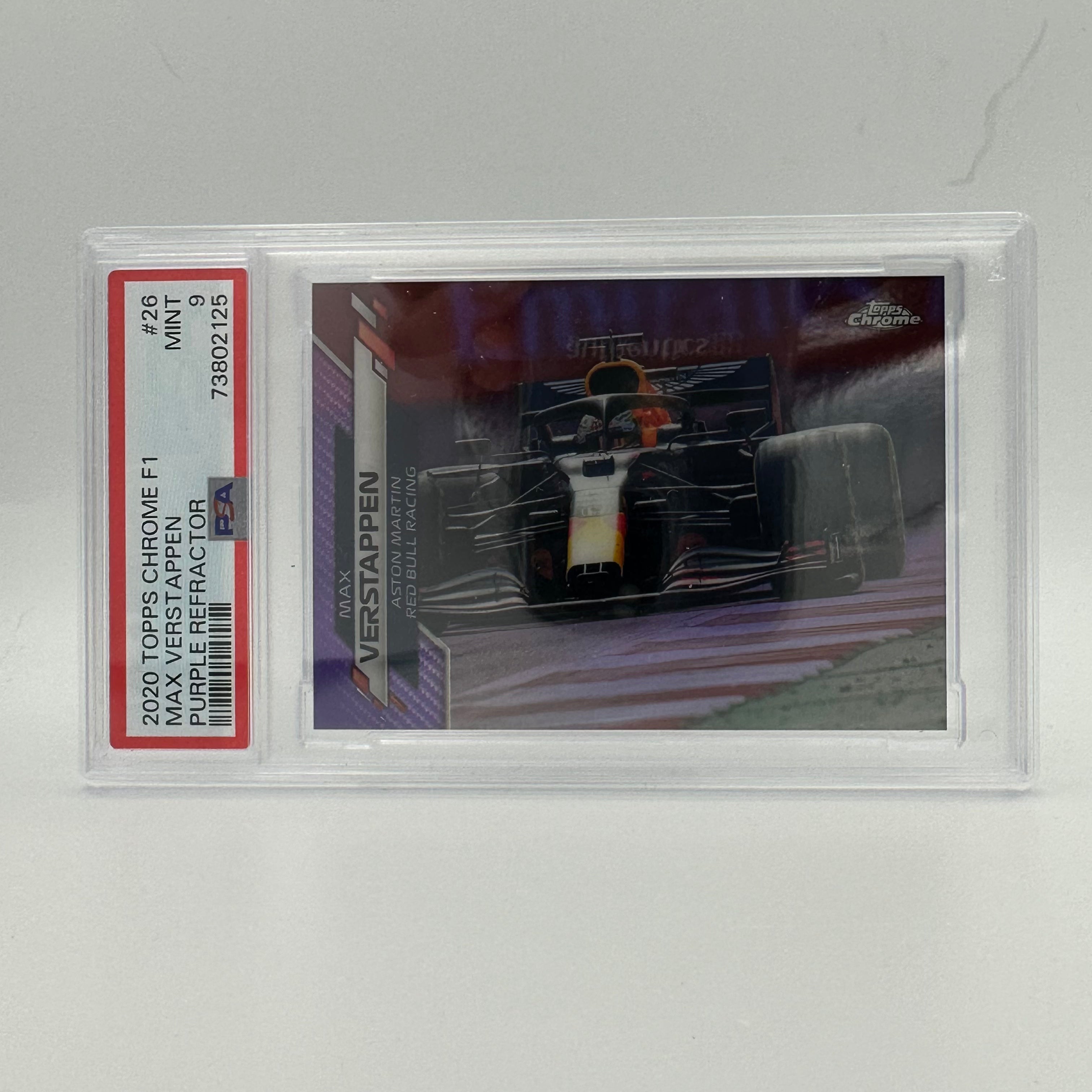 PSA 9 Graded 347/399 MAX VERSTAPPEN #26 Purple Refractor Trading Card - Perfect for Collectors, Sports Memorabilia Displays & Racing Fans