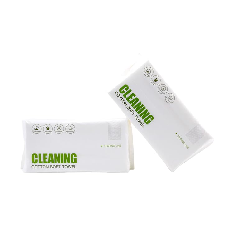 Biodegradable Disposable Facial Cleansing Towels - 8x8 Inch Thickened Makeup Remover & Skin Cleansing Dry Wipes - 2 Packs (120 Count) for Travel, Gym & Daily Skincare Routine