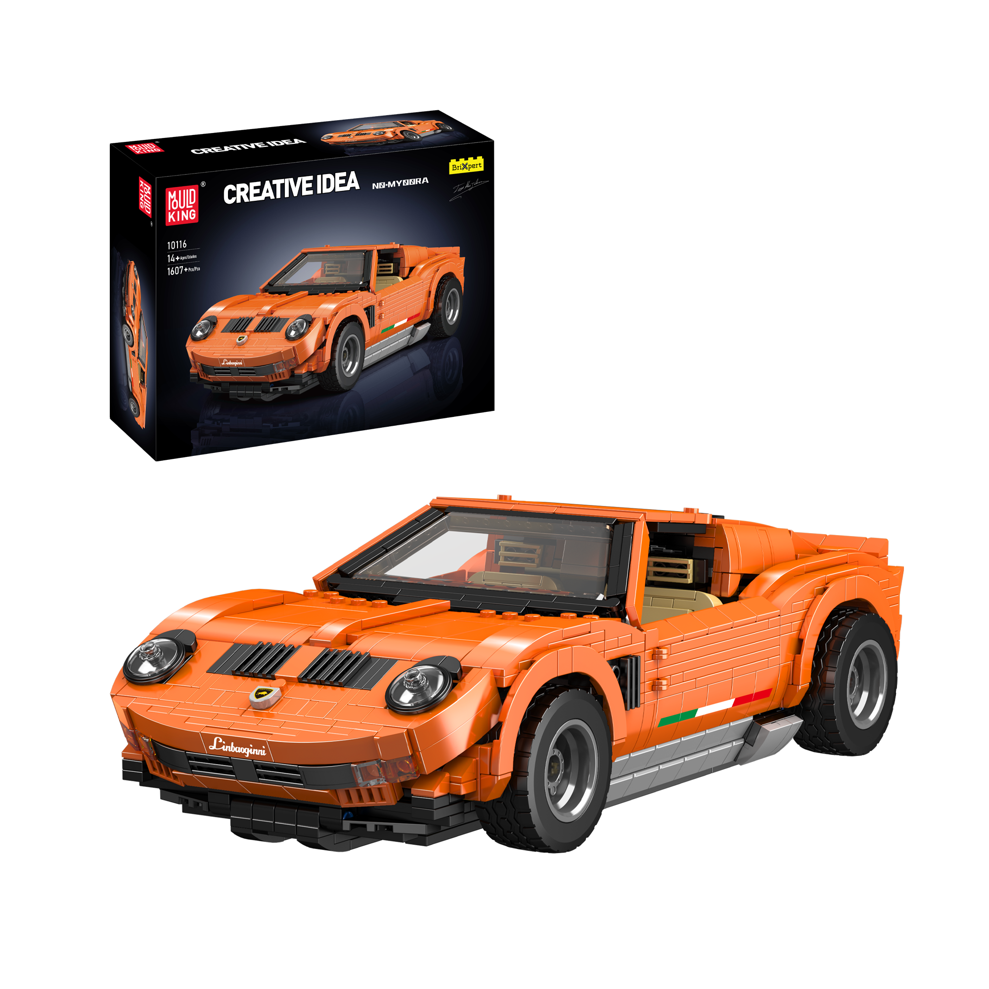 Mould King 10116 Lamb Miura Car Model Building Set - 1,607 Piece Sports Car Construction Toy for Adults & Teens | Perfect for Collectors, DIY Enthusiasts & Home Office Decoration