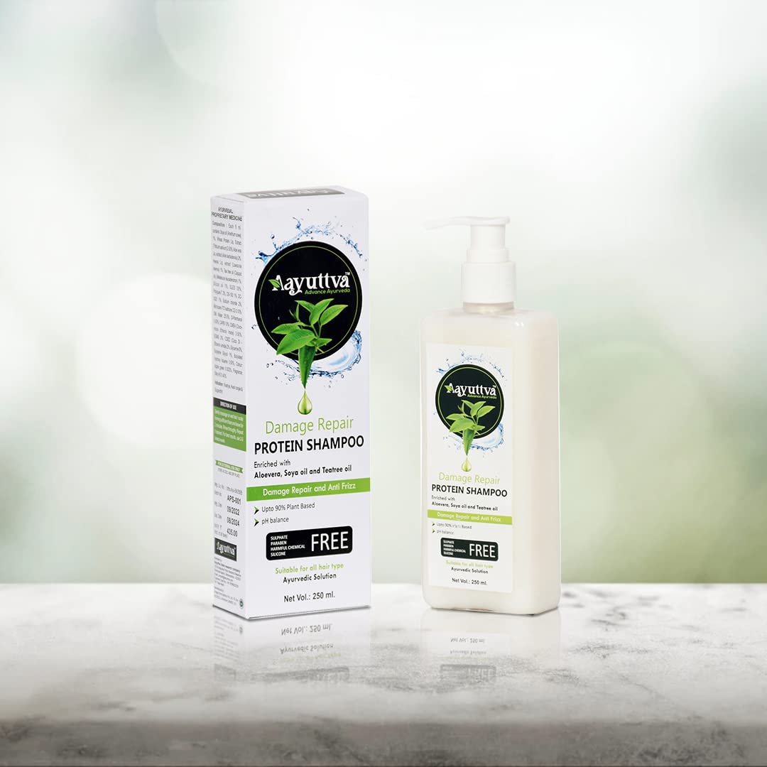 Aayuttva Super Shine Protein Rich Shampoo for Dry & Damaged Hair - Enriched with Aloe Vera, Soya Oil & Tea Tree Oil - 250ml | Men & Women | Deep Hydration & Repair for Frizzy, Color-Treated Hair | Perfect for Daily Use & Salon-Like Results at Home