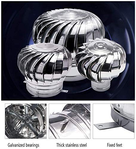 304 Stainless Steel Rotating Chimney Cowl Cap - Anti-Downdraught Spinner Ventilator Fits Most Standard 200mm Chimney Pots | Roof Ventilation & Home Heating Solution