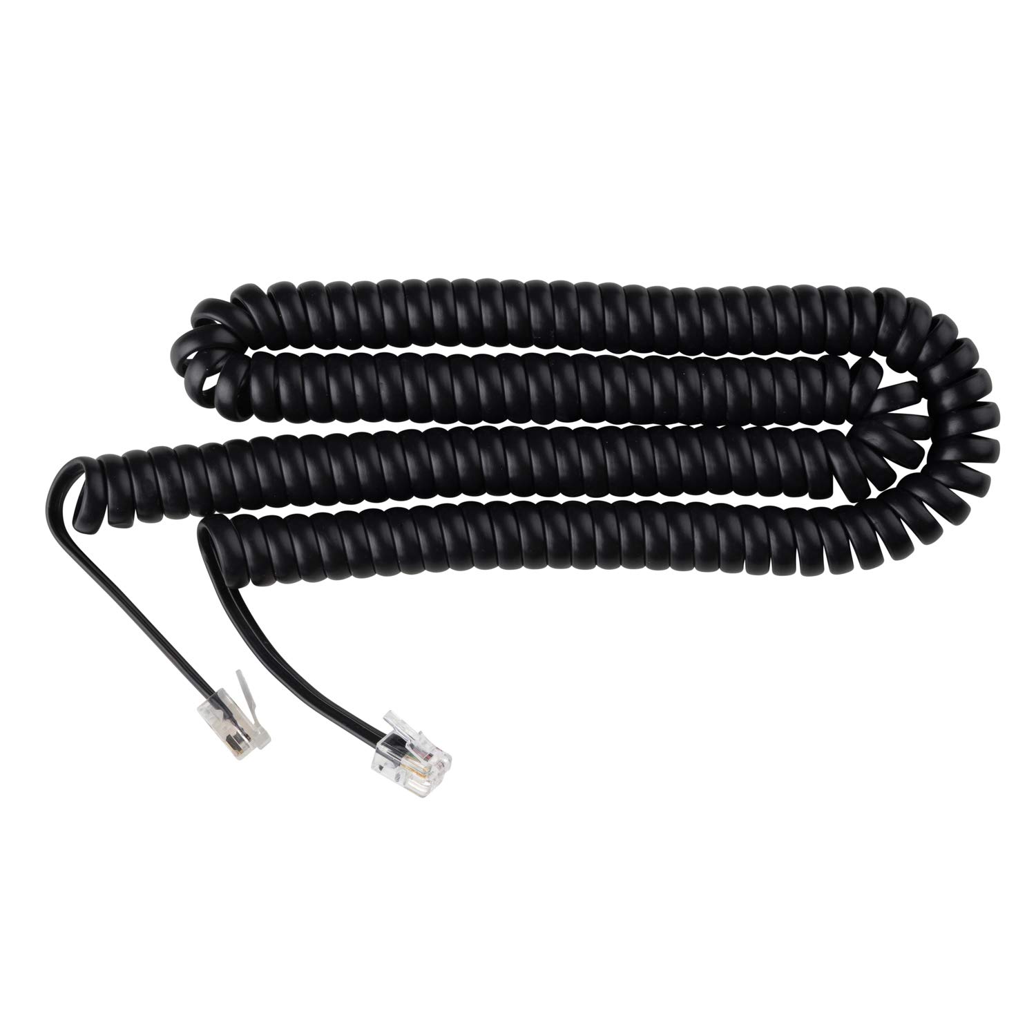 iSoHo Phones: 15ft Black Spiral Telephone Cord for Landline Phones - Tangle-Free Handset Cable with Crystal Clear Sound | Perfect for Home Office, Business, and Conference Room Use