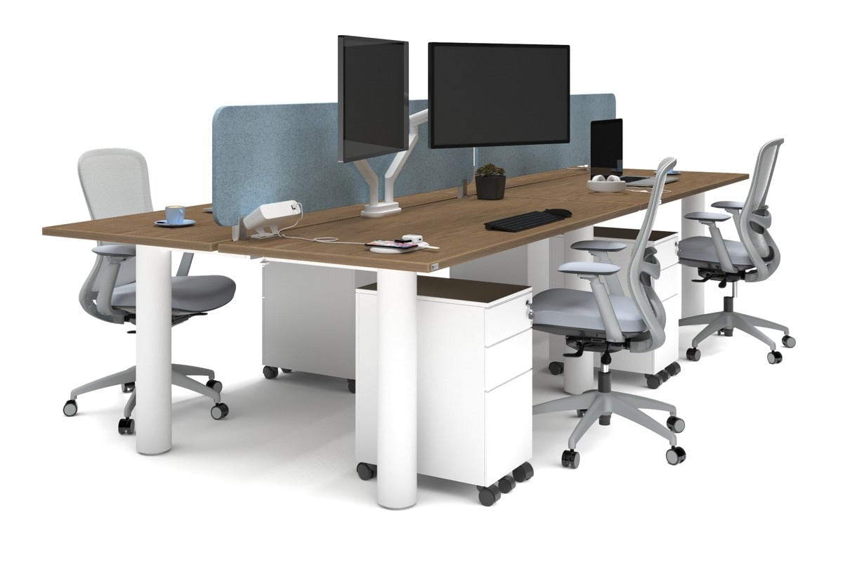 Quadro Cylinder Leg 4-Person Office Workstation Desk - 1800L x 700W Dimensions - Perfect for Collaborative Workspaces & Modern Offices