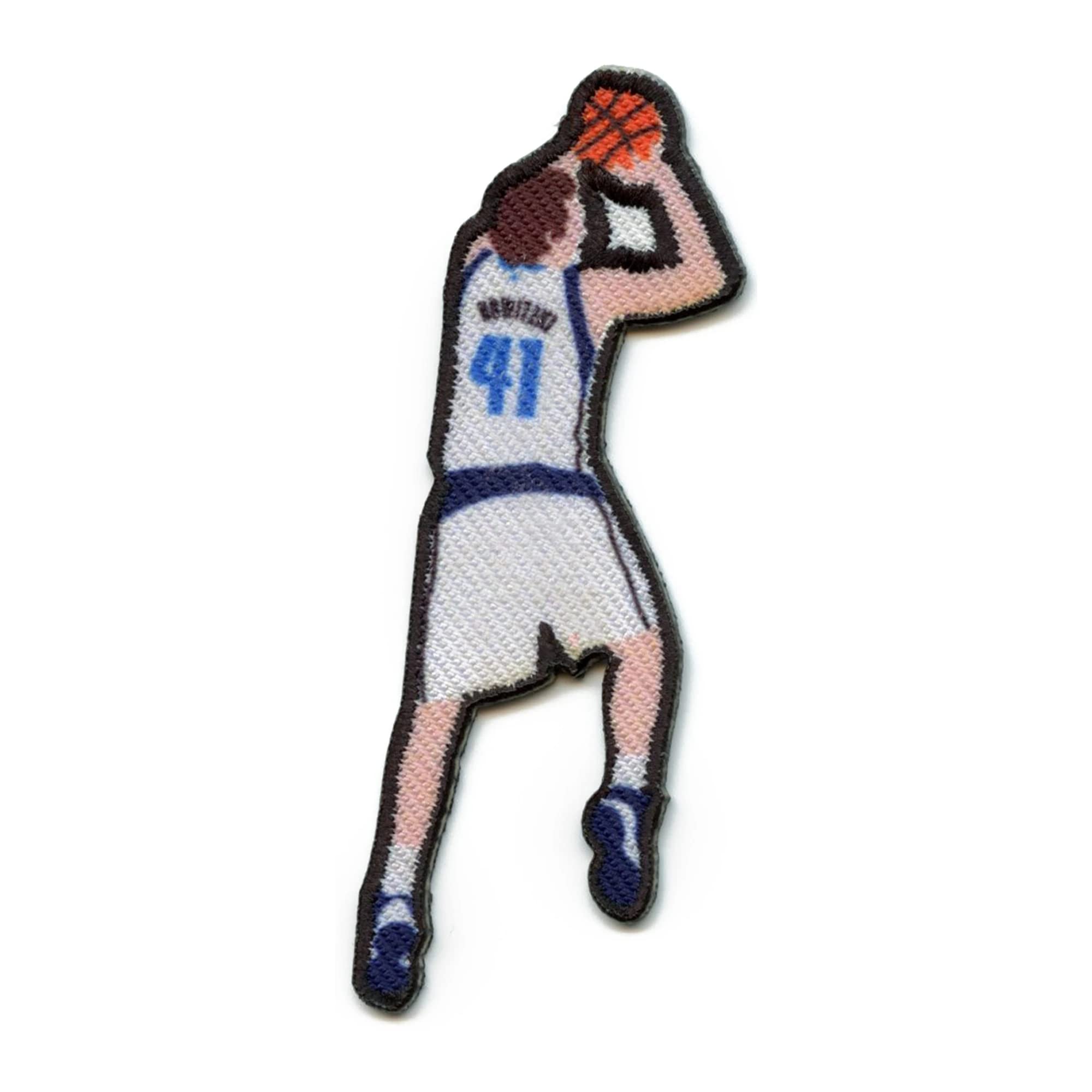 Dallas Basketball Player #41 Patch - Embroidered Iron-On Emoji for Jerseys, Jackets & Hats - Perfect for Sports Fans & Team Spirit