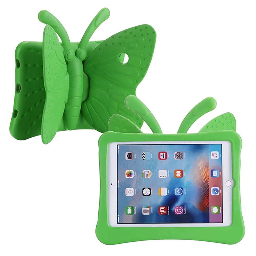 Billionn Shockproof Kids iPad Case for iPad 9.7 (2018/2017/Pro 9.7 2016/Air 2/Air) - Soft EVA Foam Protective Cover with Butterfly Stand & Free Screen Protector, Non-Toxic Grass Green - Perfect for School, Travel & Home Use