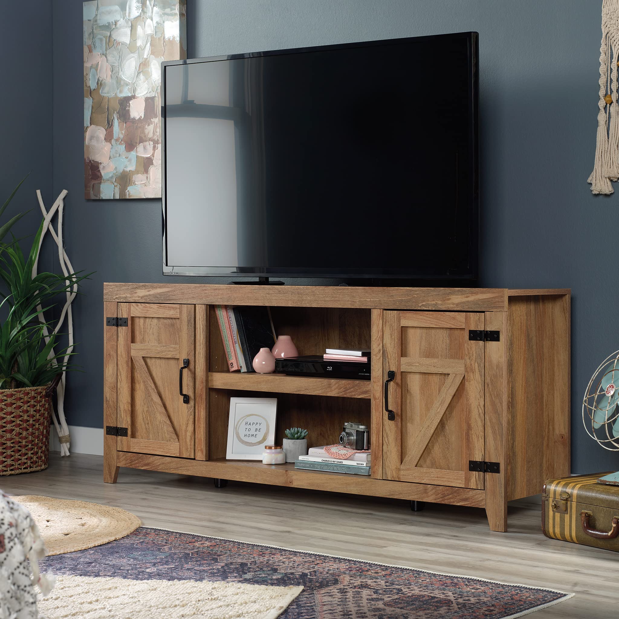 Sauder Entertainment Credenza TV Stand with Storage - Sindoori Mango Finish for Living Room, Bedroom & Home Theater