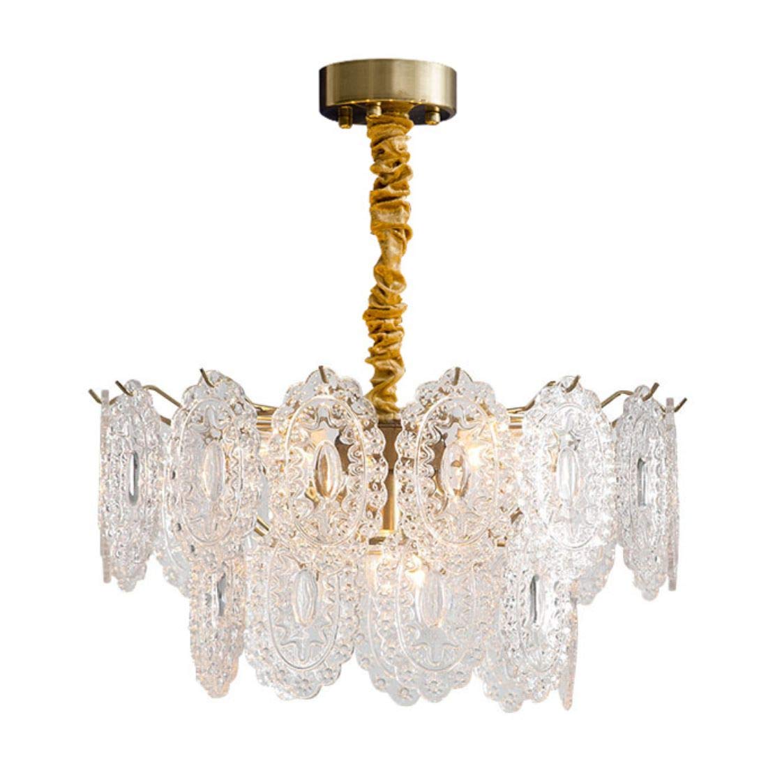 KCO 7-Light Modern Crystal Chandelier - 2-Tier K9 Glass Pendant Light Fixture for Dining Room, Living Room & Kitchen Island (52cm/20.5
