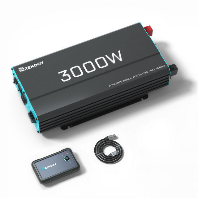 Renogy 3000W 12V Pure Sine Wave Power Inverter for RV, Solar System, Off-Grid & Home Backup - Reliable DC to AC Converter for Appliances & Electronics