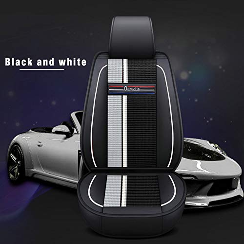 Premium 3D Surround Luxury PU Leather & Needlework Ice Silk Car Seat Covers - Full Set for 5 Seats (Front + Rear) | Airbag Compatible | Universal Fit for Most Cars, Trucks & SUVs | Perfect for Road Trips, Daily Commute & Enhanced Comfort