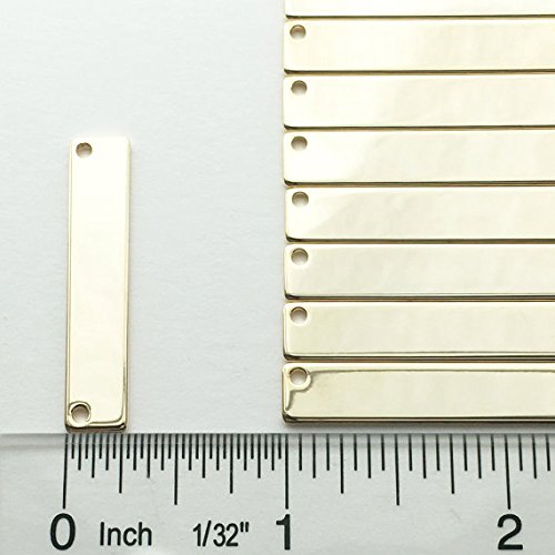 10Pcs 16K Gold Plated Stamping Blank Bar Pendant Name Plate - 1.35x0.28 Inch (34.3x7mm) Jewelry Making Supplies for Necklaces, Bracelets & DIY Craft Projects