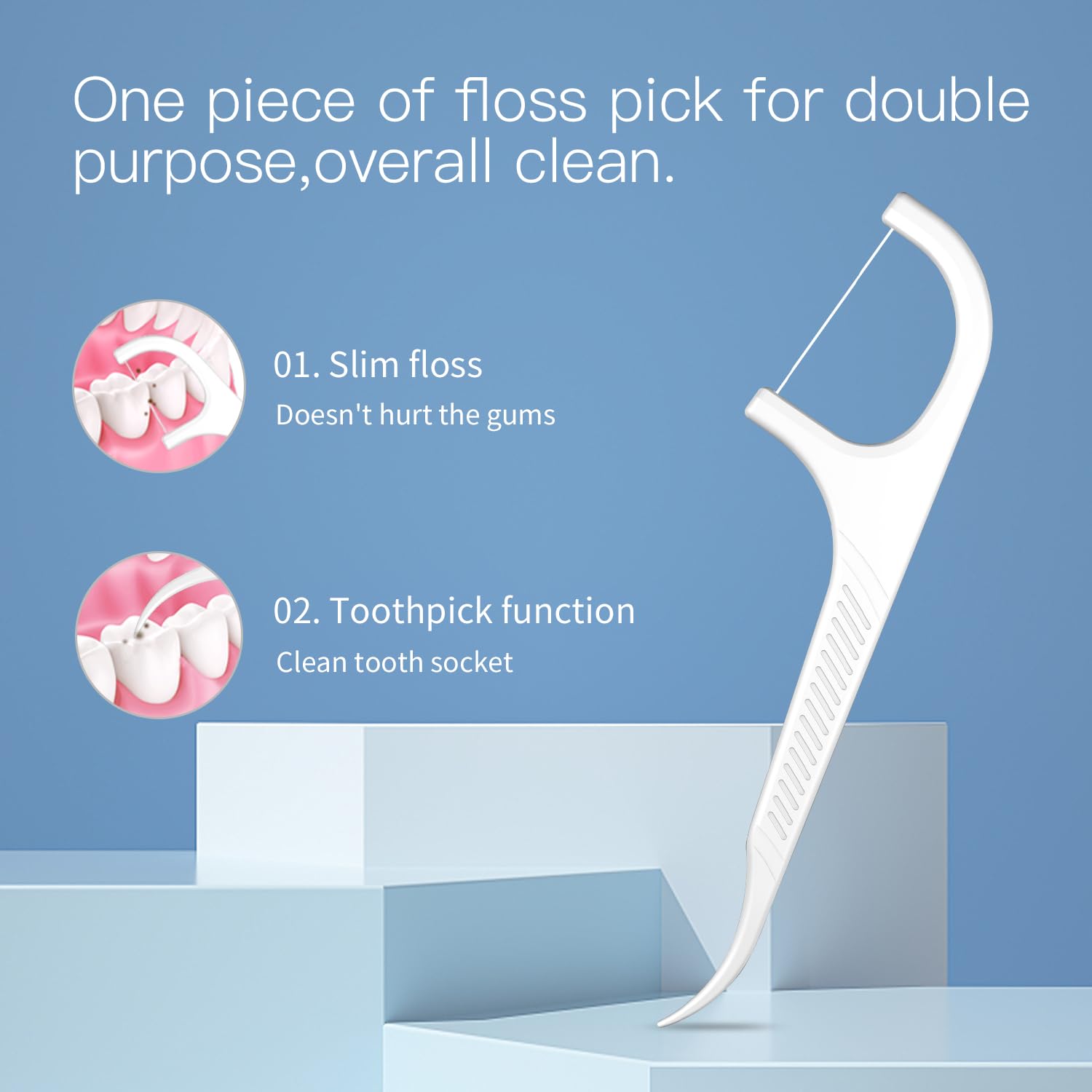 200 Count Dental Floss Picks Dispenser Refill Box - No Shred or Break Smooth Toothpicks for Teeth Cleaning - Fast Replenishment for Home, Office & Travel Use