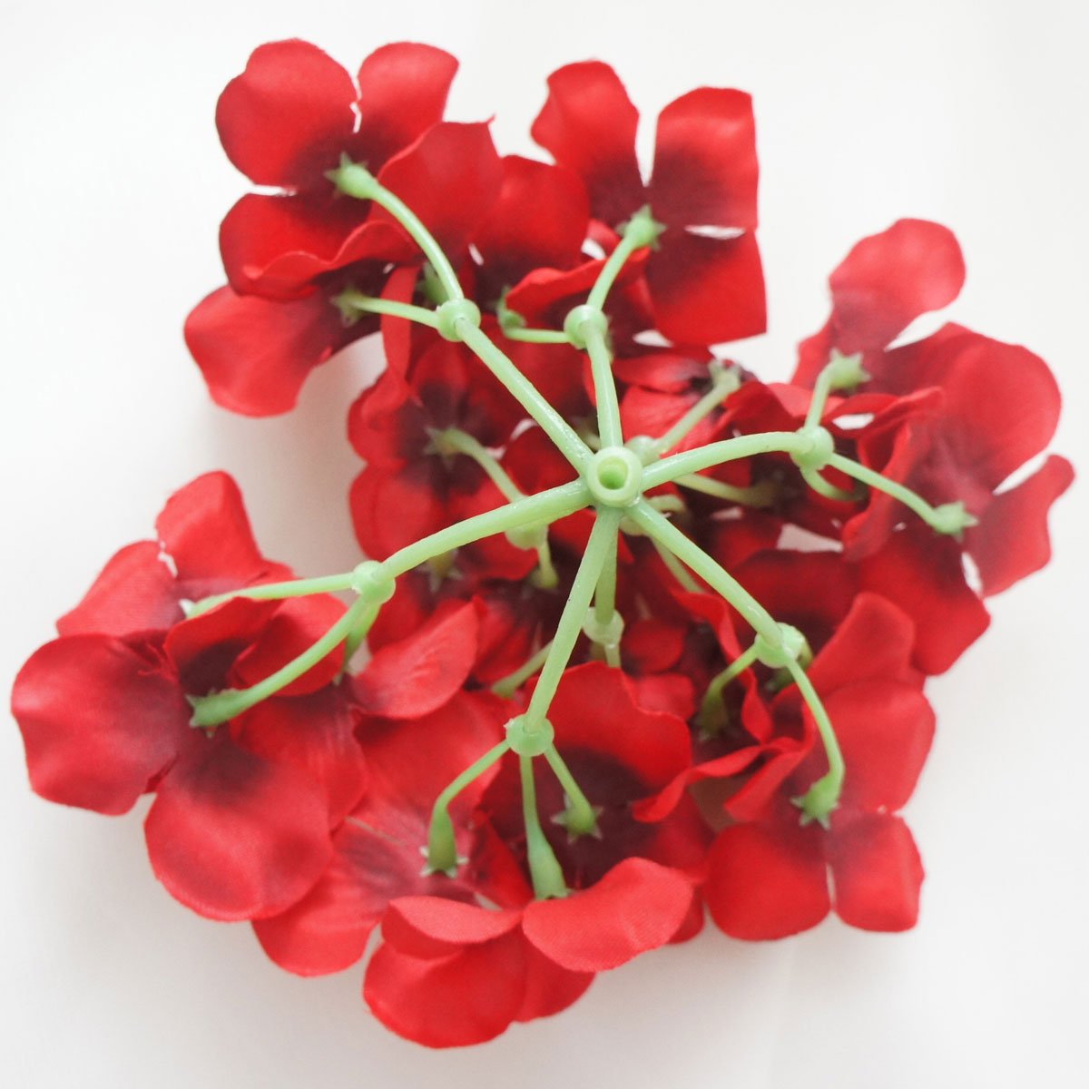 12 Pack Red Silk Hydrangea Artificial Flower Heads - Realistic Fake Flowers for Wedding Bouquets, Home Decor, and Floral Arrangements