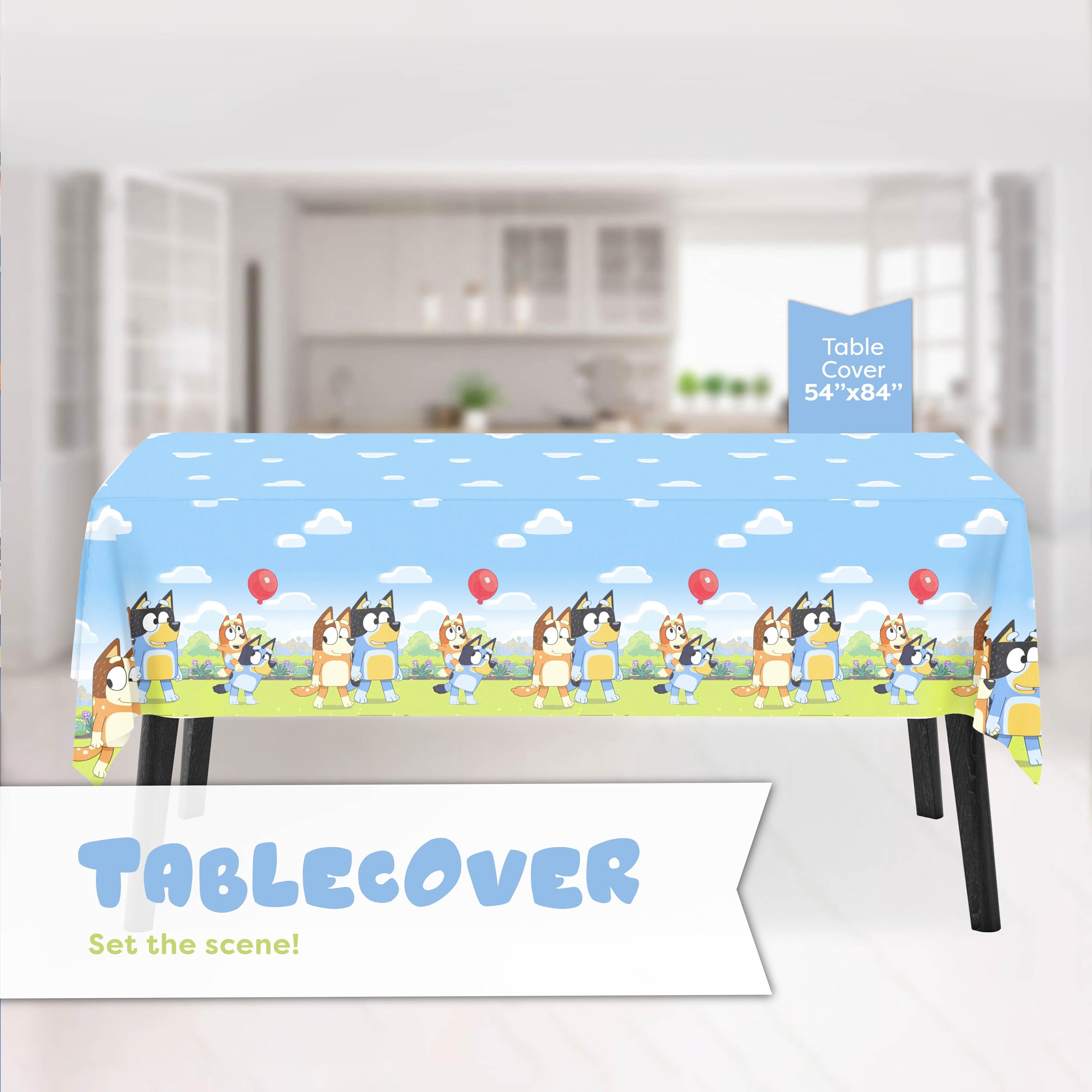 Bluey Birthday Party Decorations Set - Officially Licensed Tablecover, Plates, Cups, Napkins & Forks for 16 Guests | Unique Bluey Themed Party Supplies | Perfect for Kids Birthday Celebrations & Themed Events