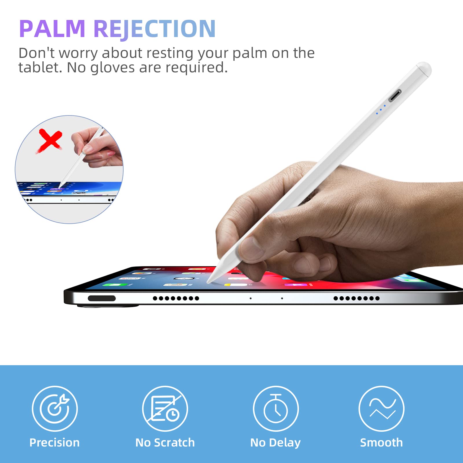 Apple Pencil Stylus for iPad (2018-2023) - Compatible with iPad 9th/10th Gen, iPad Pro 11/12.9