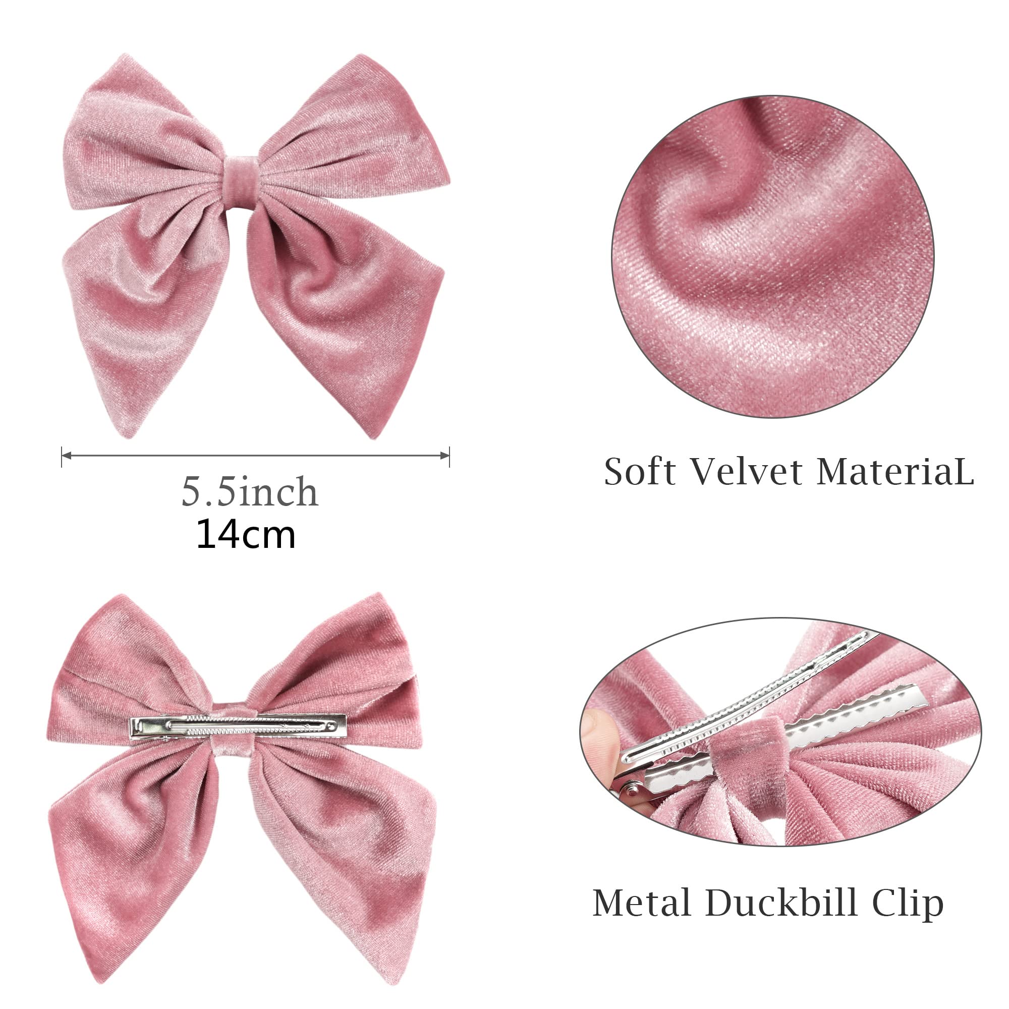 Qearl 12-Piece Large Velvet Hair Bows for Toddler Girls - Handmade Big Hair Clips for Babies & Kids | Perfect for Birthday Parties, School Photos & Special Occasions